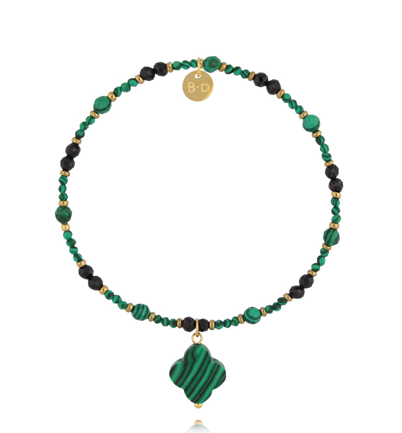 Bransoletka zielona z koniczynką - By Dziubeka