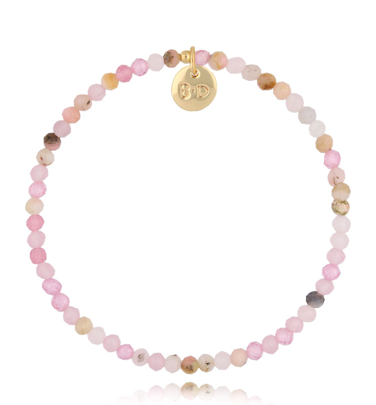 Bransoletka z kryształkami i rodonitami różowa - By Dziubeka