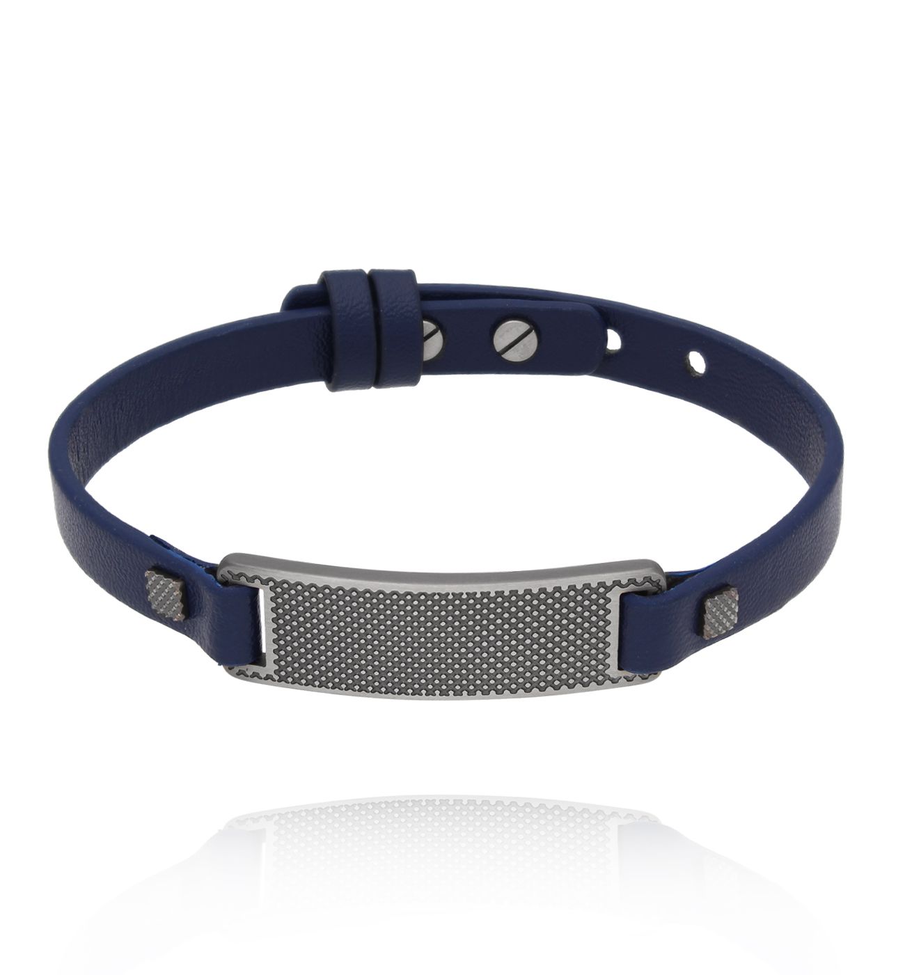 Bransoletka męska granatowa skórzana 90 - By Dziubeka