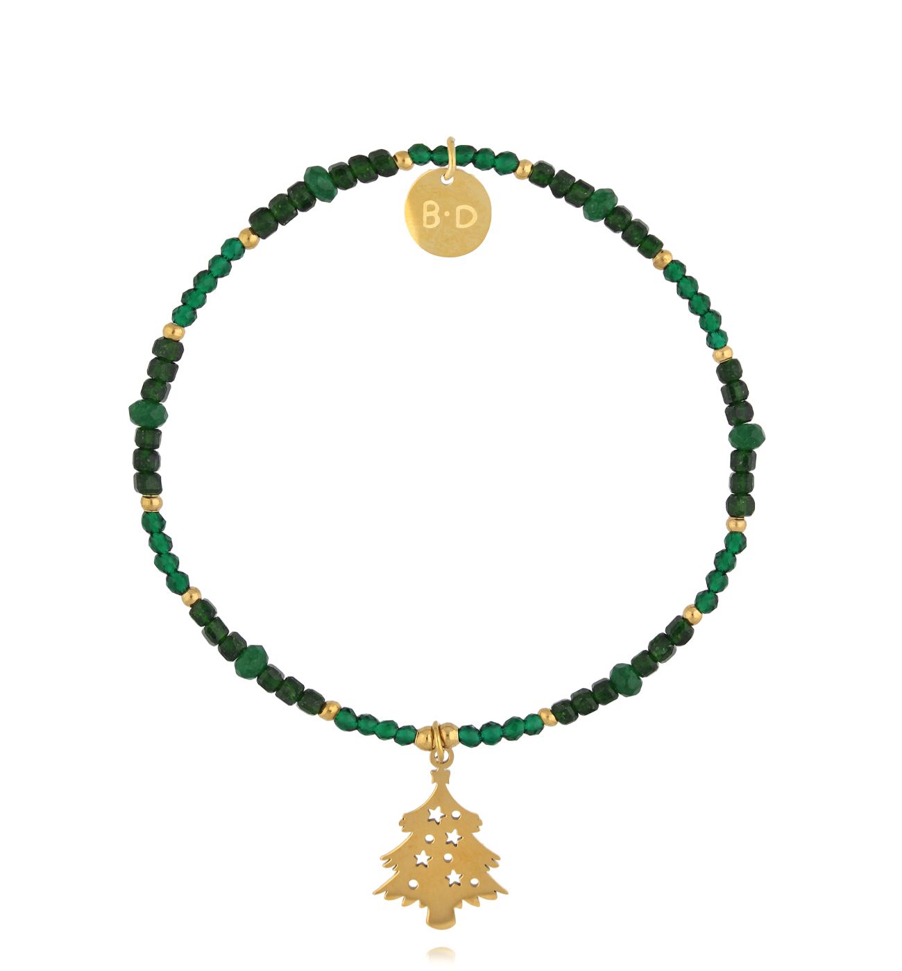 Bransoletka zielona z choinką - By Dziubeka