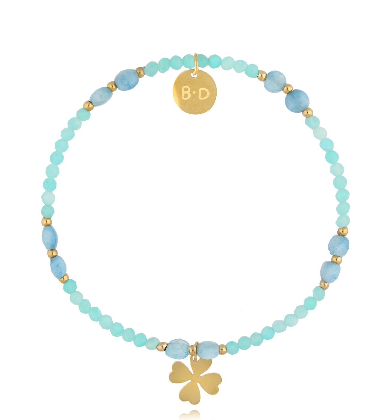 Bransoletka z amazonitami i koniczynką - By Dziubeka