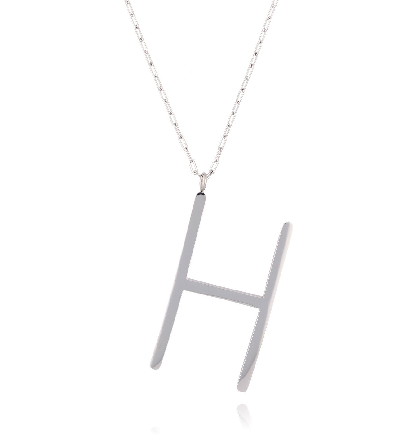 Naszyjnik ze stali szlachetnej srebrny literka H Alphabet - By Dziubeka