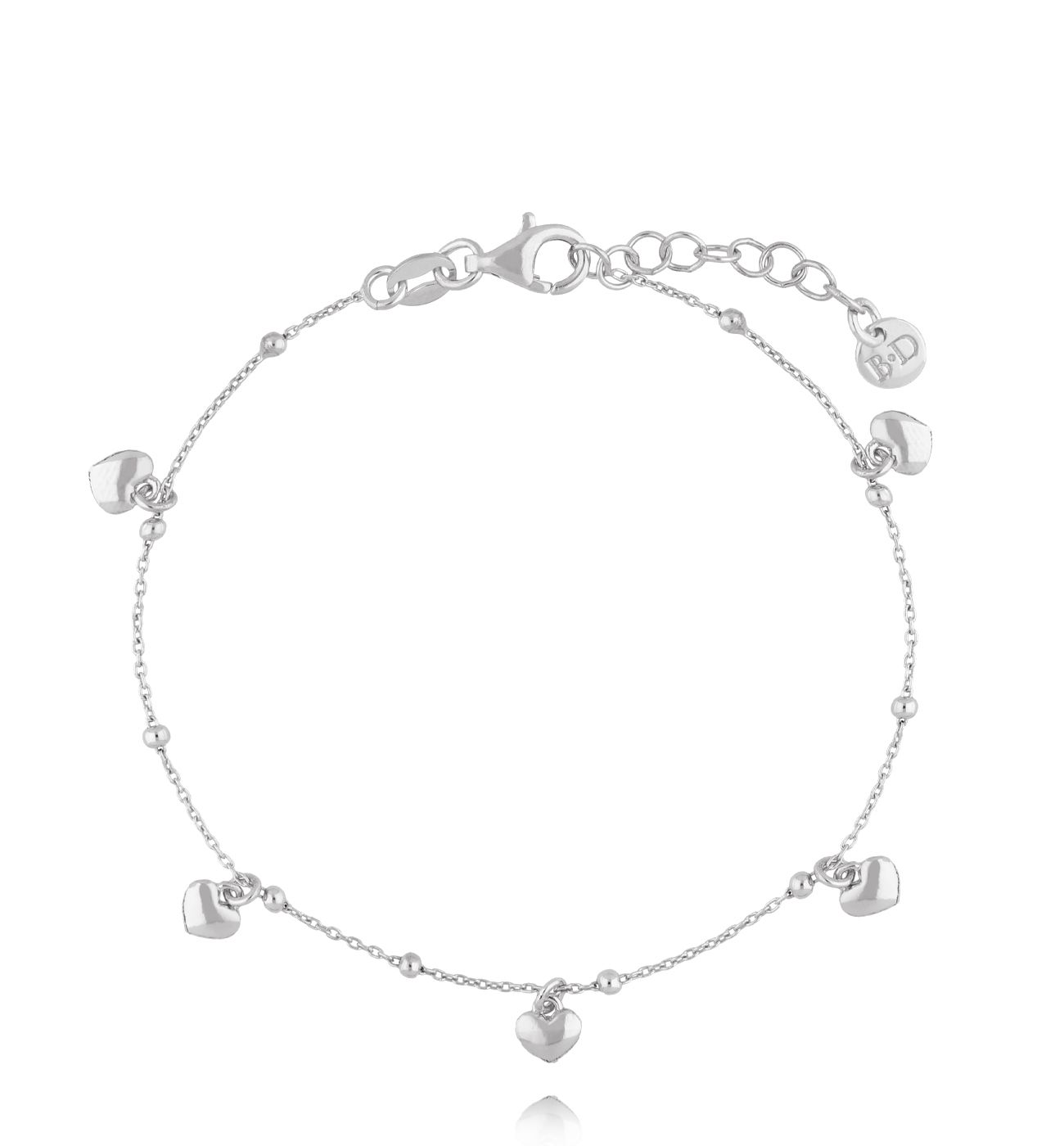Bransoletka z sercami srebrna BGG0007 - By Dziubeka