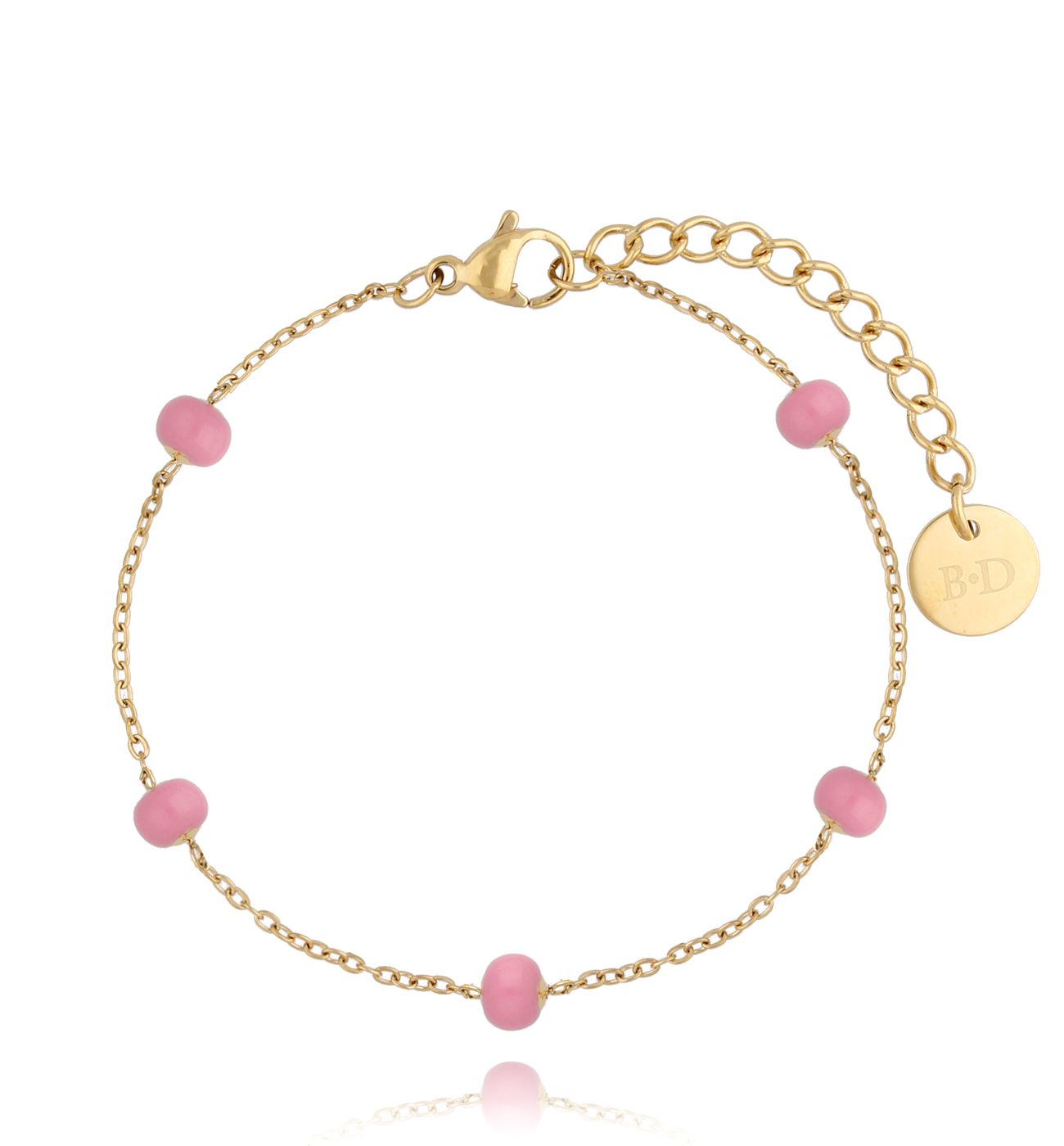 Bransoletka z kuleczkami z różową emalią Chillin - By Dziubeka