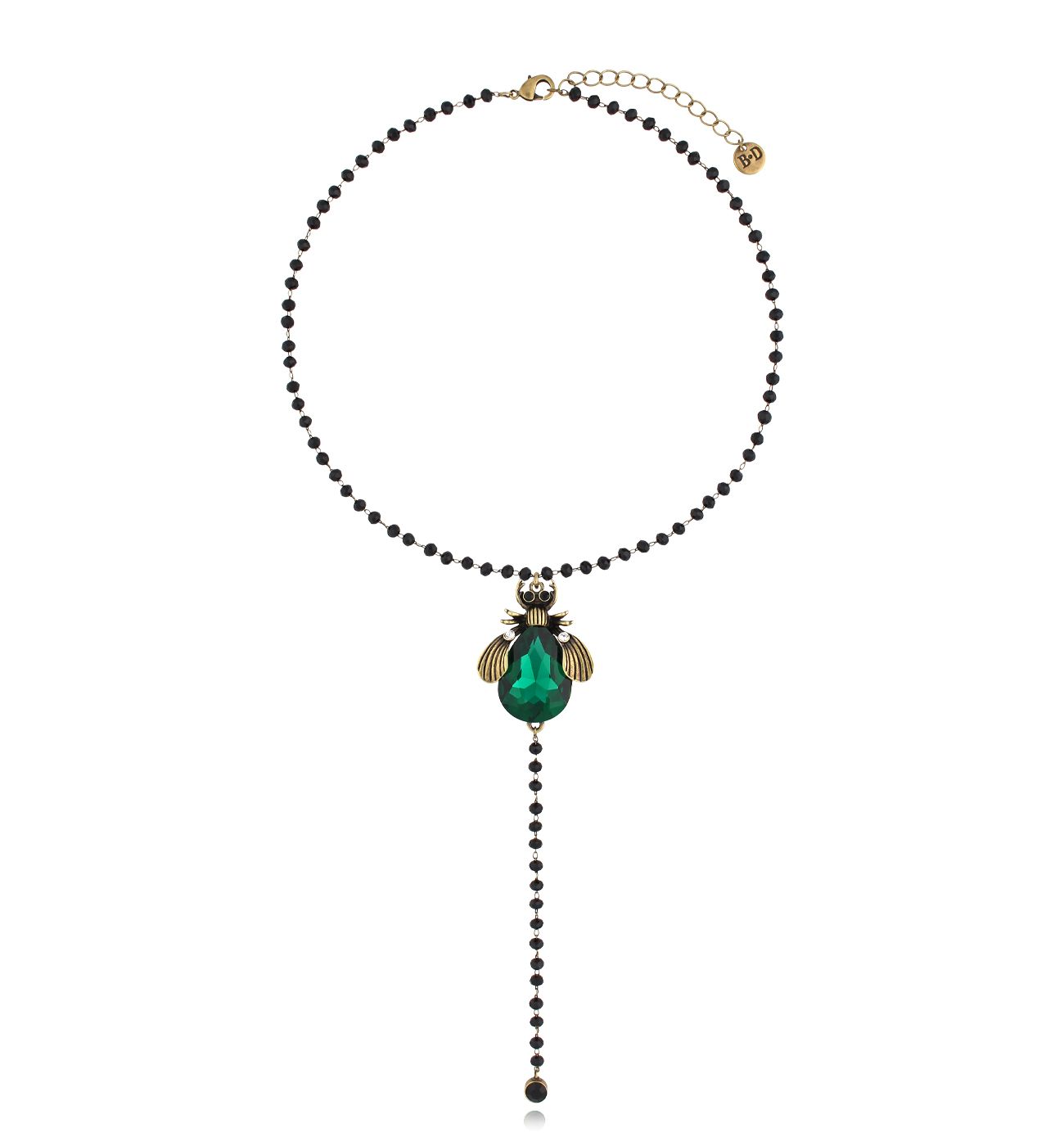 Naszyjnik ze szmaragdowym żukiem Midnight - By Dziubeka