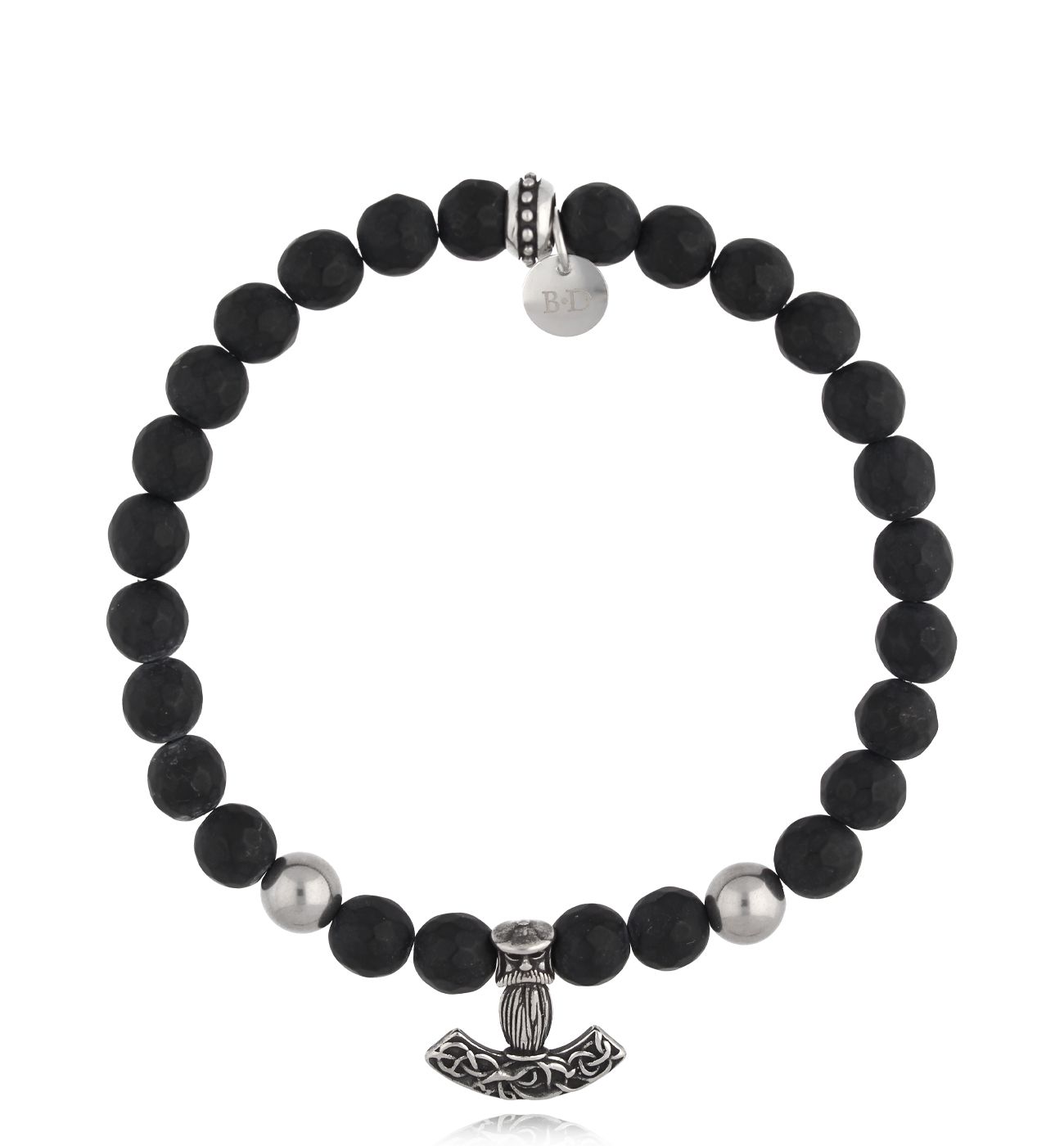 Bransoletka męska z agatami i młotem Thora 00 - By Dziubeka