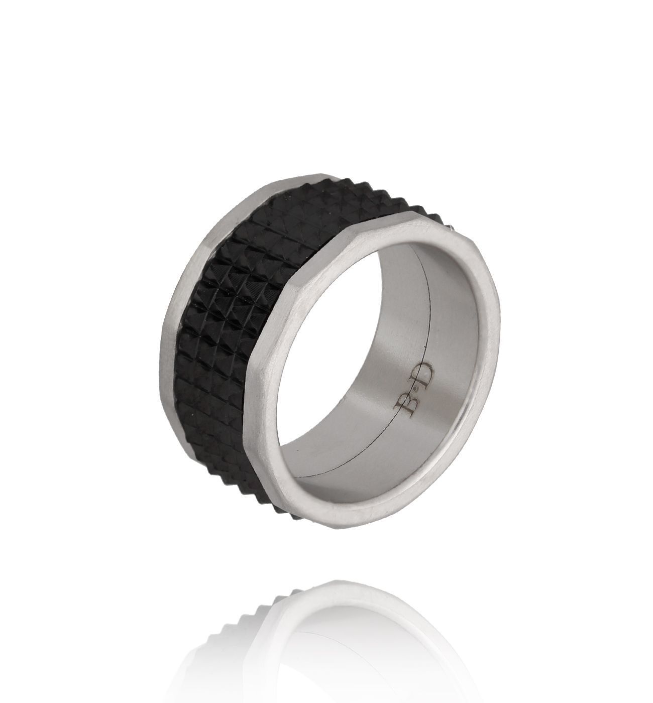 Pierścionek męski obrączka czarna Gogo PMITC0035 - By Dziubeka