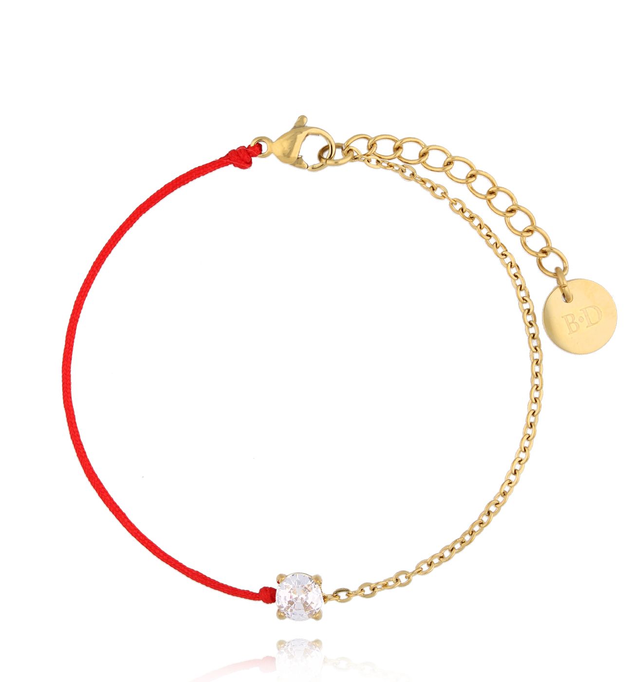Bransoletka złota z czerwonym sznurkiem Abella - By Dziubeka