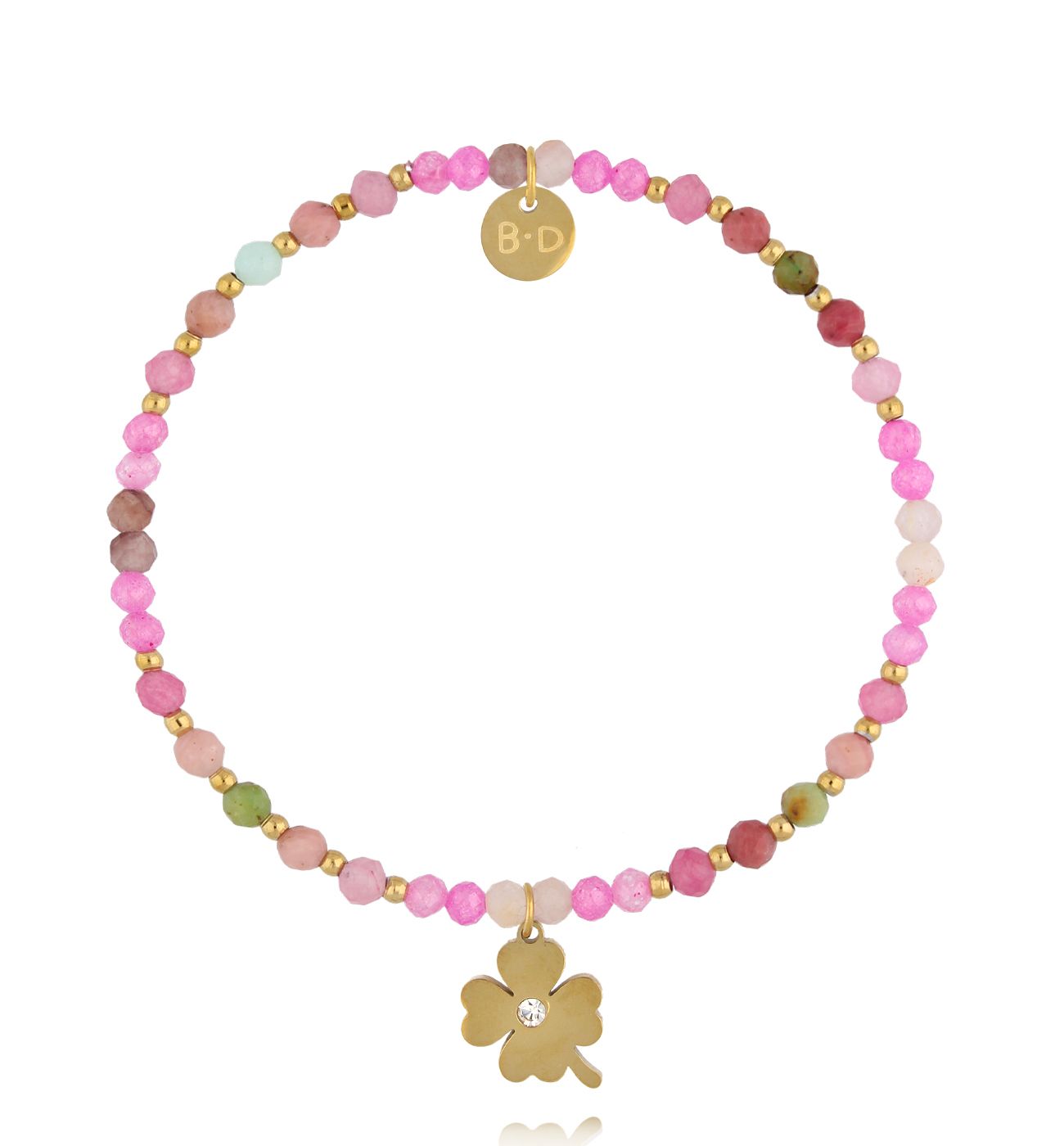 Bransoletka z turmalinem i zawieszką koniczynką - By Dziubeka