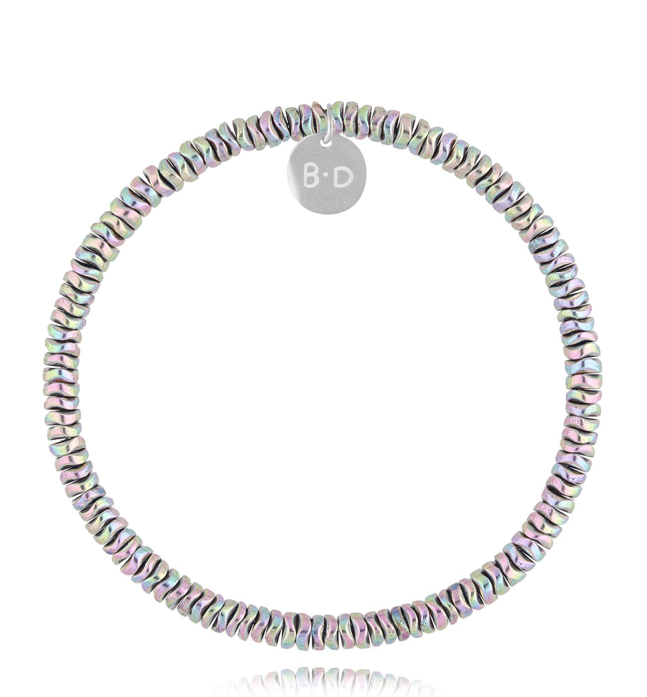 Bransoletka ze srebrno różowymi hematytami Dark - By Dziubeka