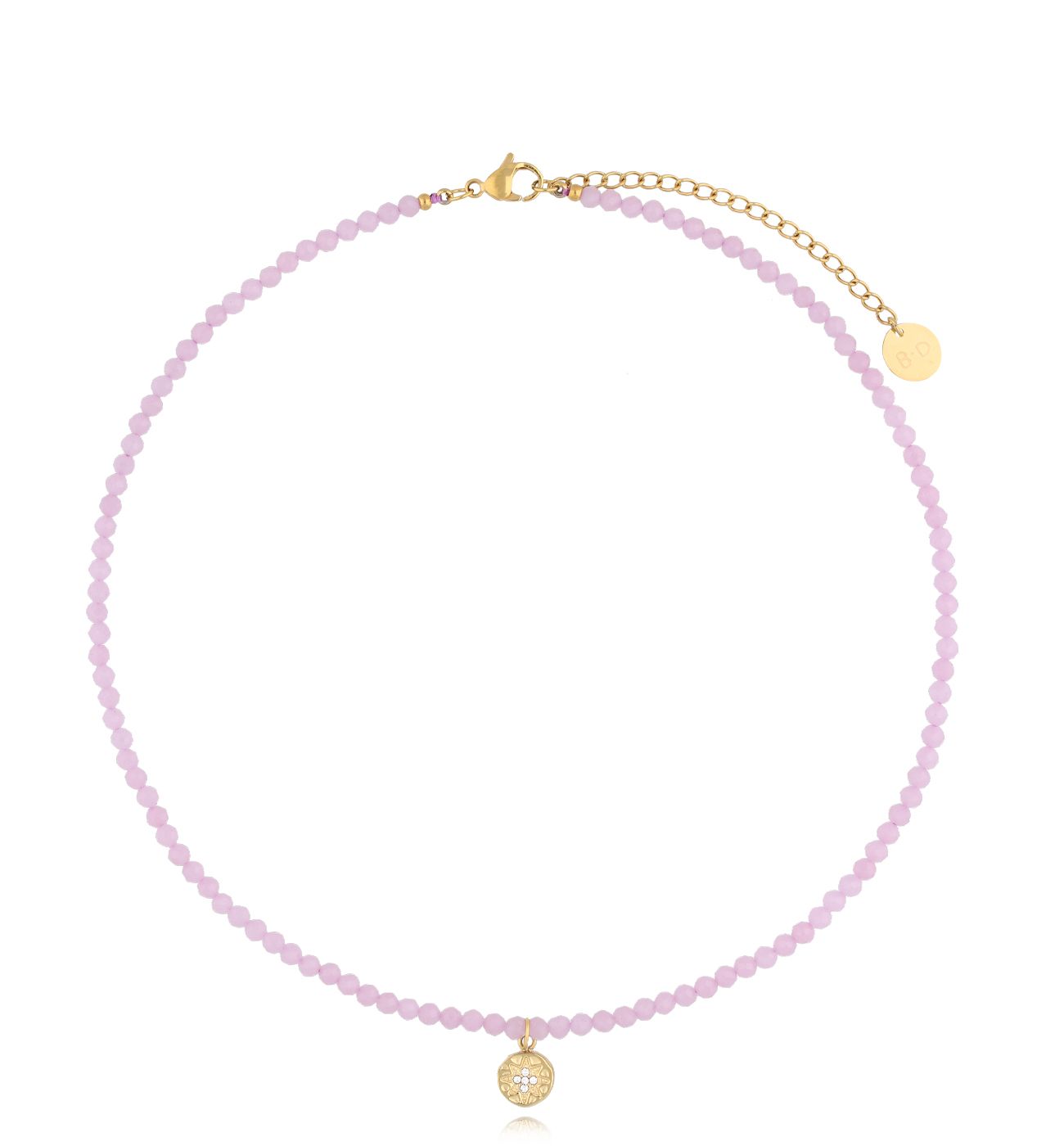 Naszyjnik fioletowy z zawieszką Heather - By Dziubeka