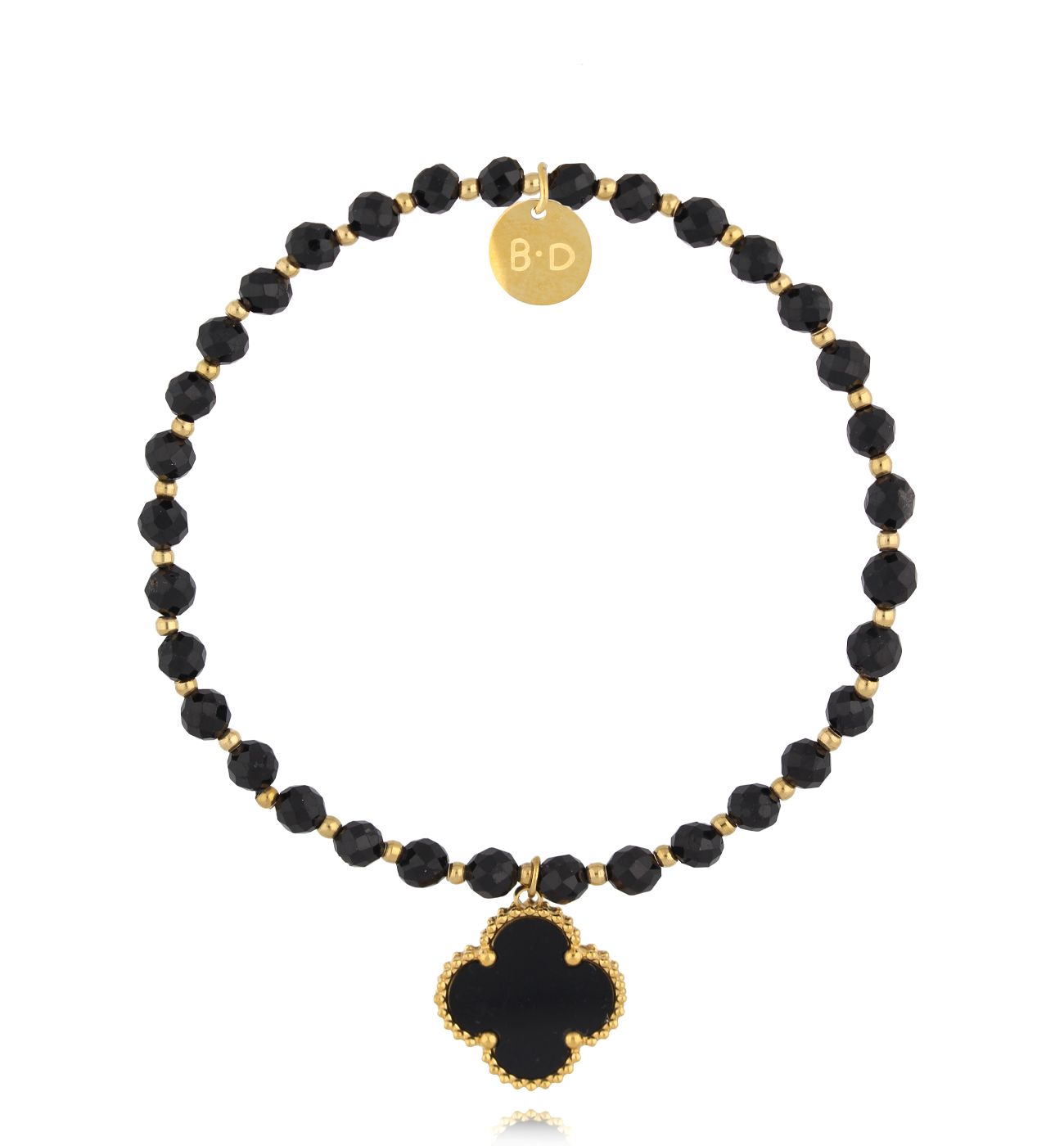 Bransoletka z turmalinami i koniczynką złota - By Dziubeka