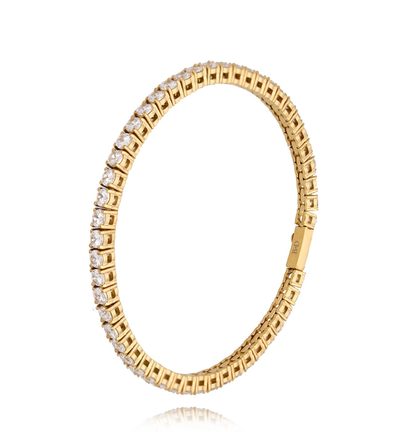 Bransoletka tenisowa złota z cyrkoniami Mujer - By Dziubeka