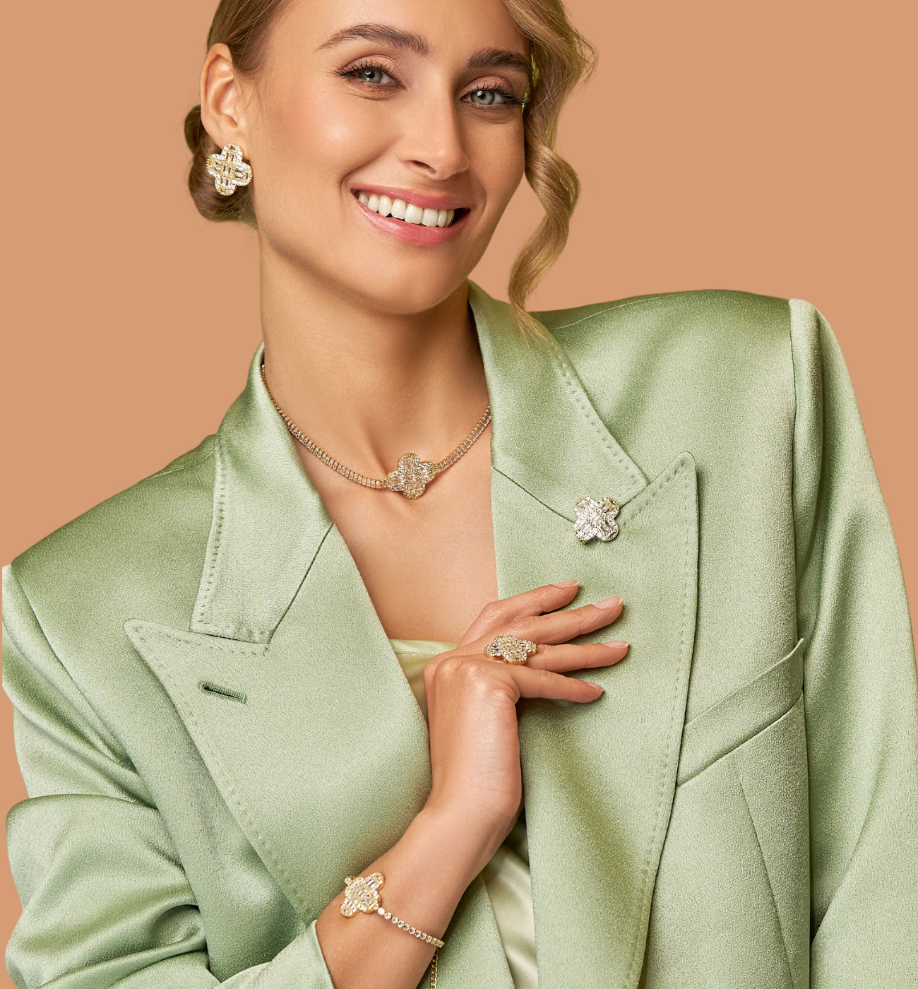 Zestaw biżuterii z koniczynką Cristal Clover Z0127 - By Dziubeka