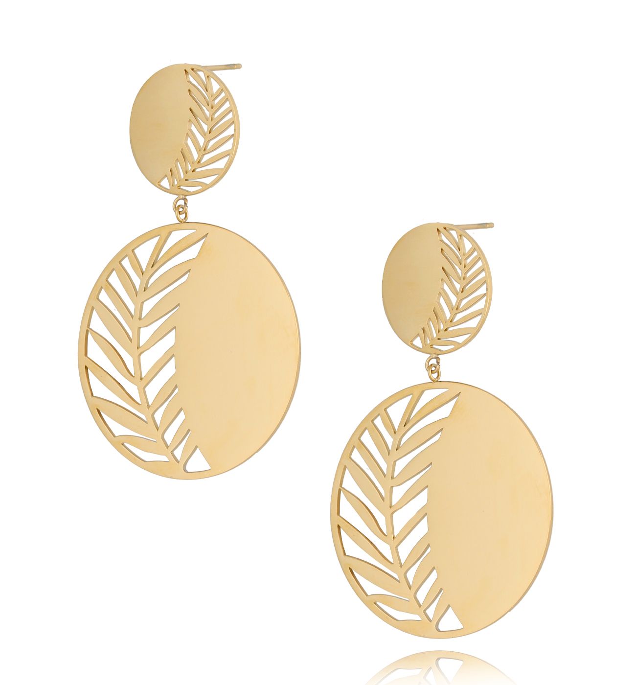 Kolczyki pozłacane ze stali szlachetnej Gold Leaf - By Dziubeka