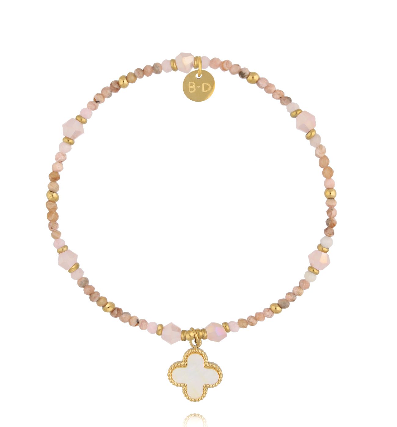 Bransoletka różowa z koniczynką - By Dziubeka