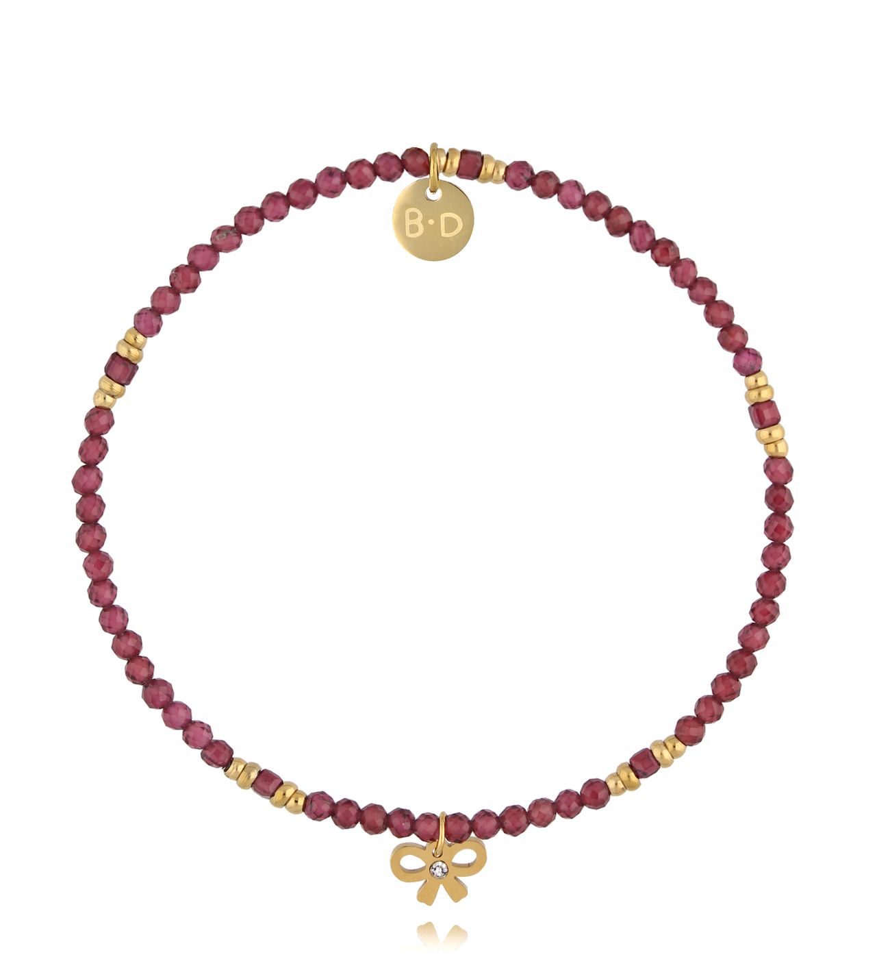 Bransoletka z granatami i kokardką - By Dziubeka