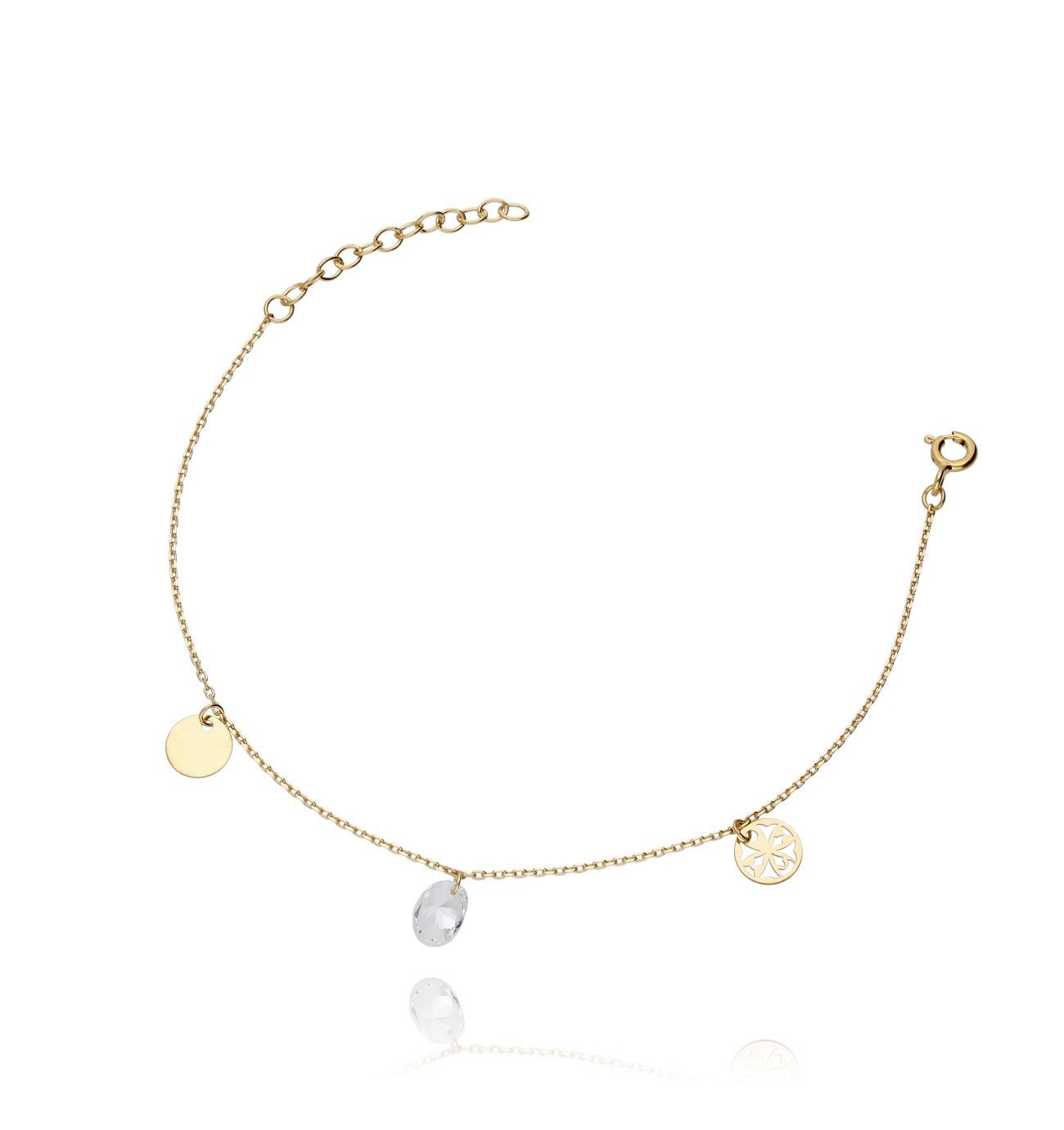 Bransoletka ze srebra pozłacanego z kryształkiem - By Dziubeka