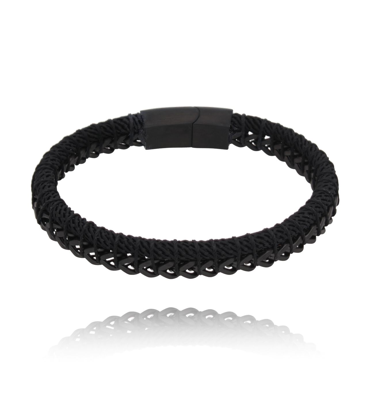 Bransoletka męska czarna Agapito 67 - By Dziubeka