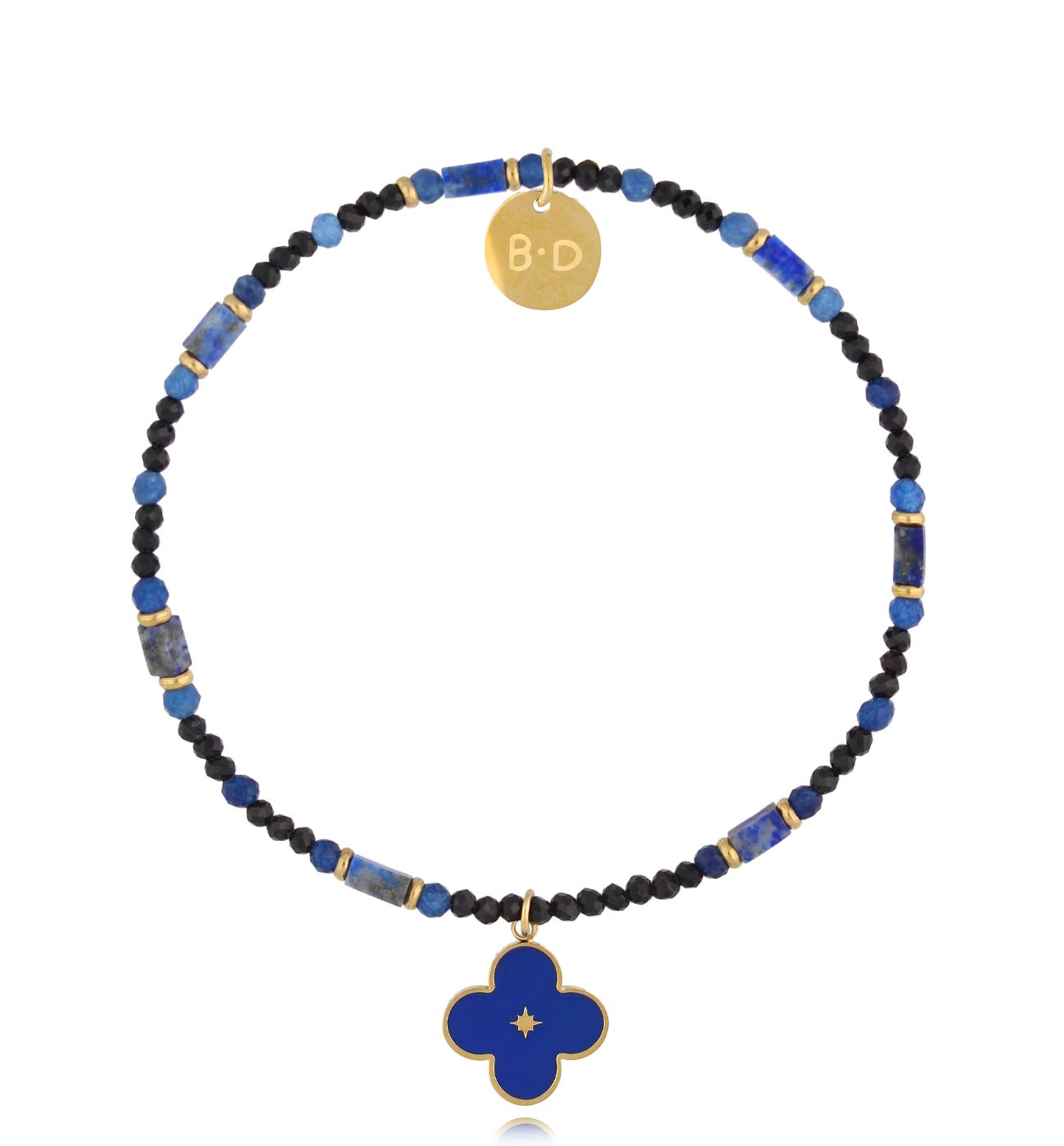 Bransoletka z koniczynką granatowa - By Dziubeka