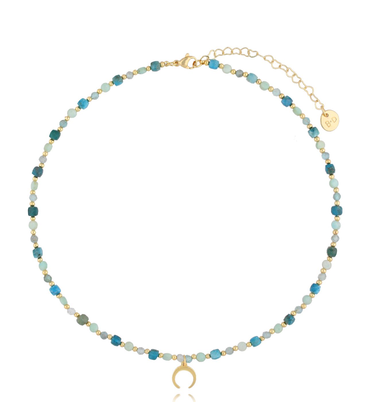 Naszyjnik z amazonitami i księżycem Nador - By Dziubeka