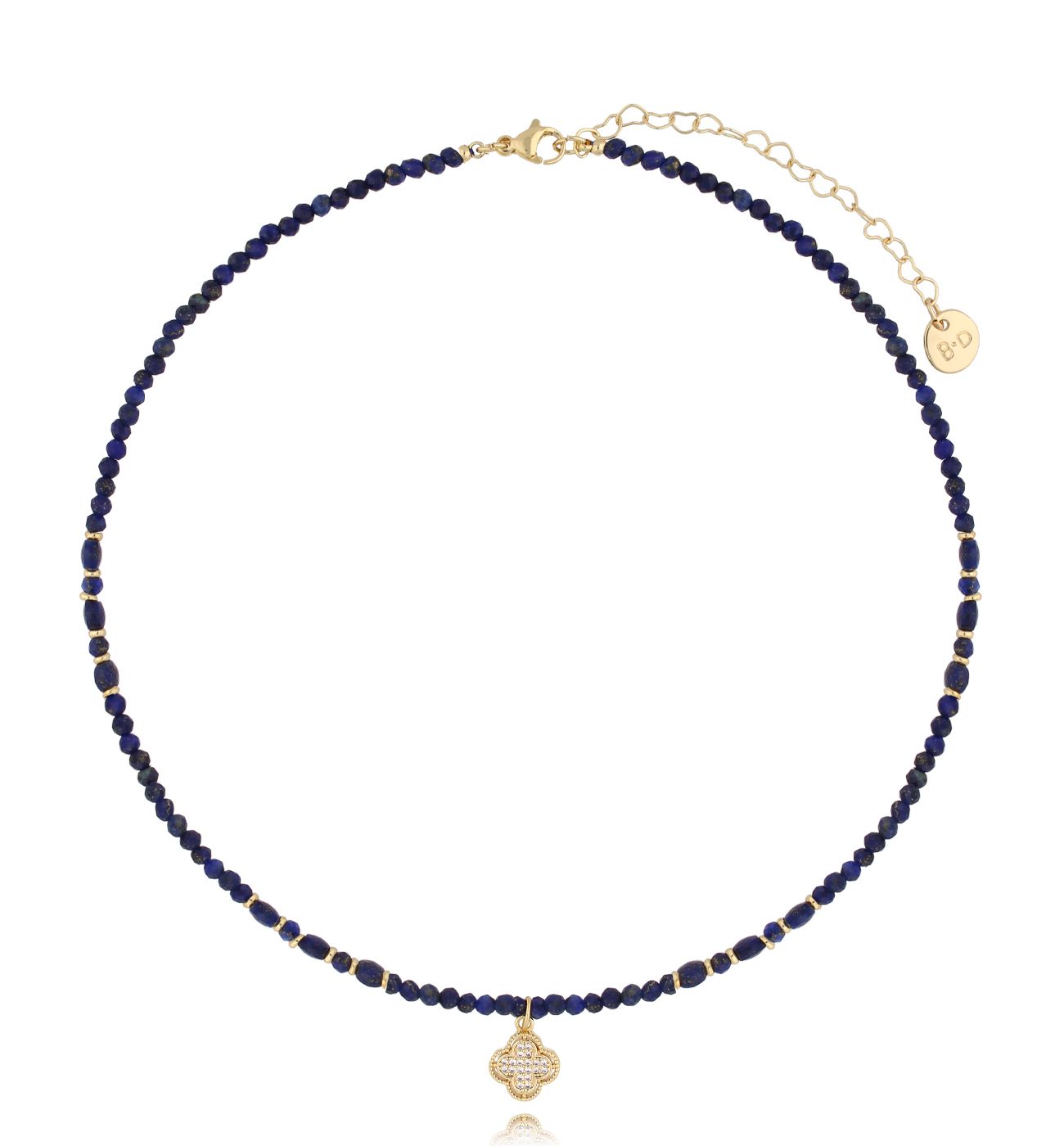 Naszyjnik z lapisami i koniczynką Sunny Day - By Dziubeka