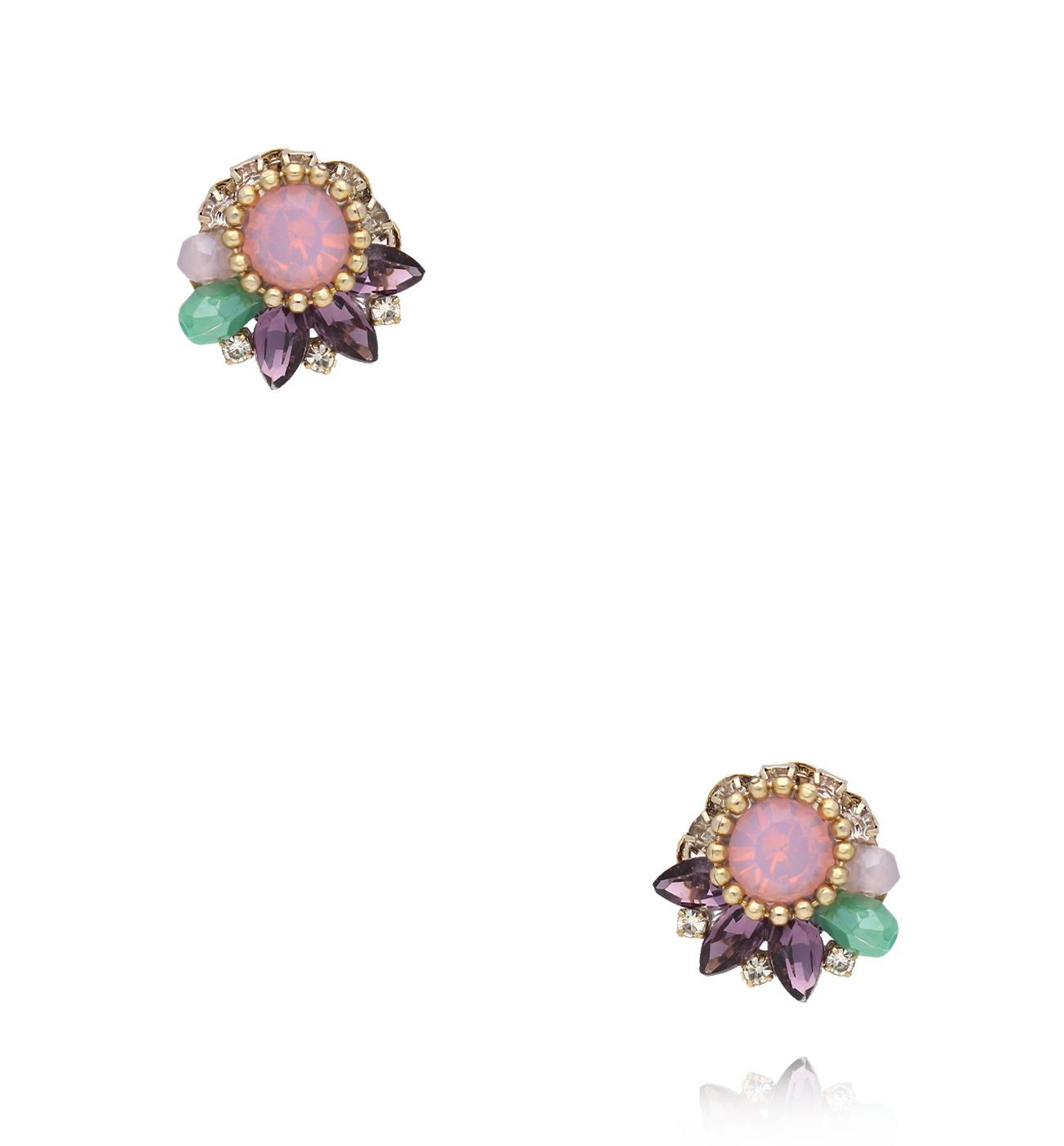 Kolczyki z różowymi i zielonymi kryształkami KLU0142