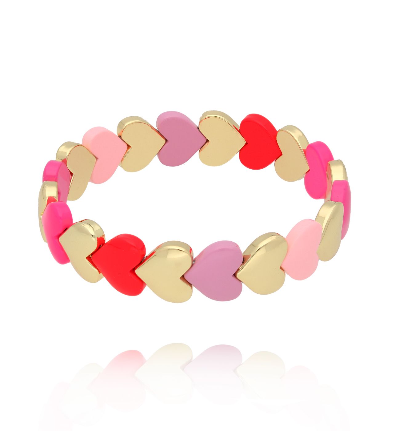 Bransoletka elastyczna z serduszkami w różowo–złota BCR0043 - By Dziubeka