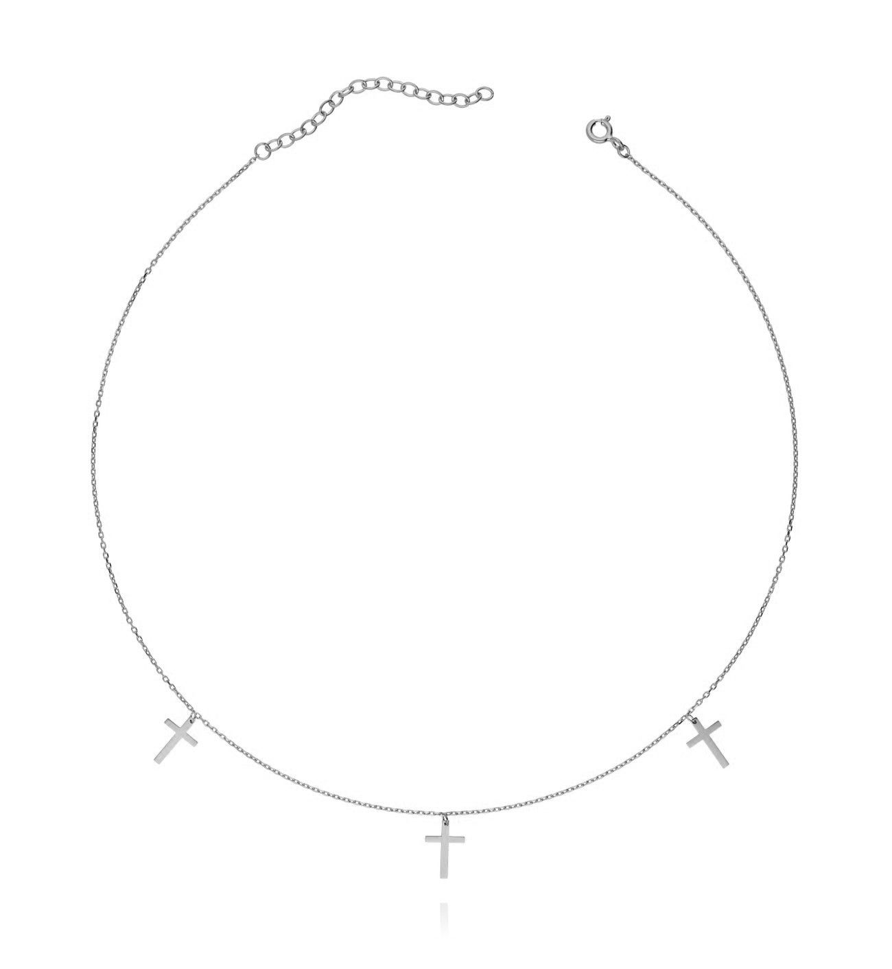 Naszyjnik srebrny z krzyżykami - By Dziubeka