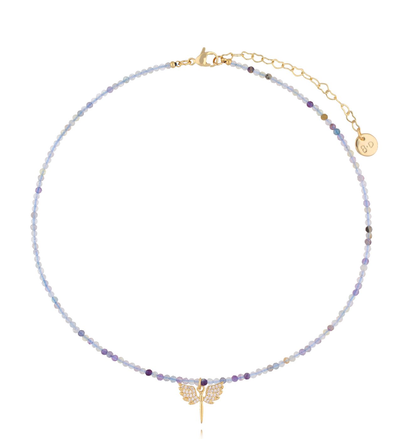 Naszyjnik z fluorytami i motylem - By Dziubeka