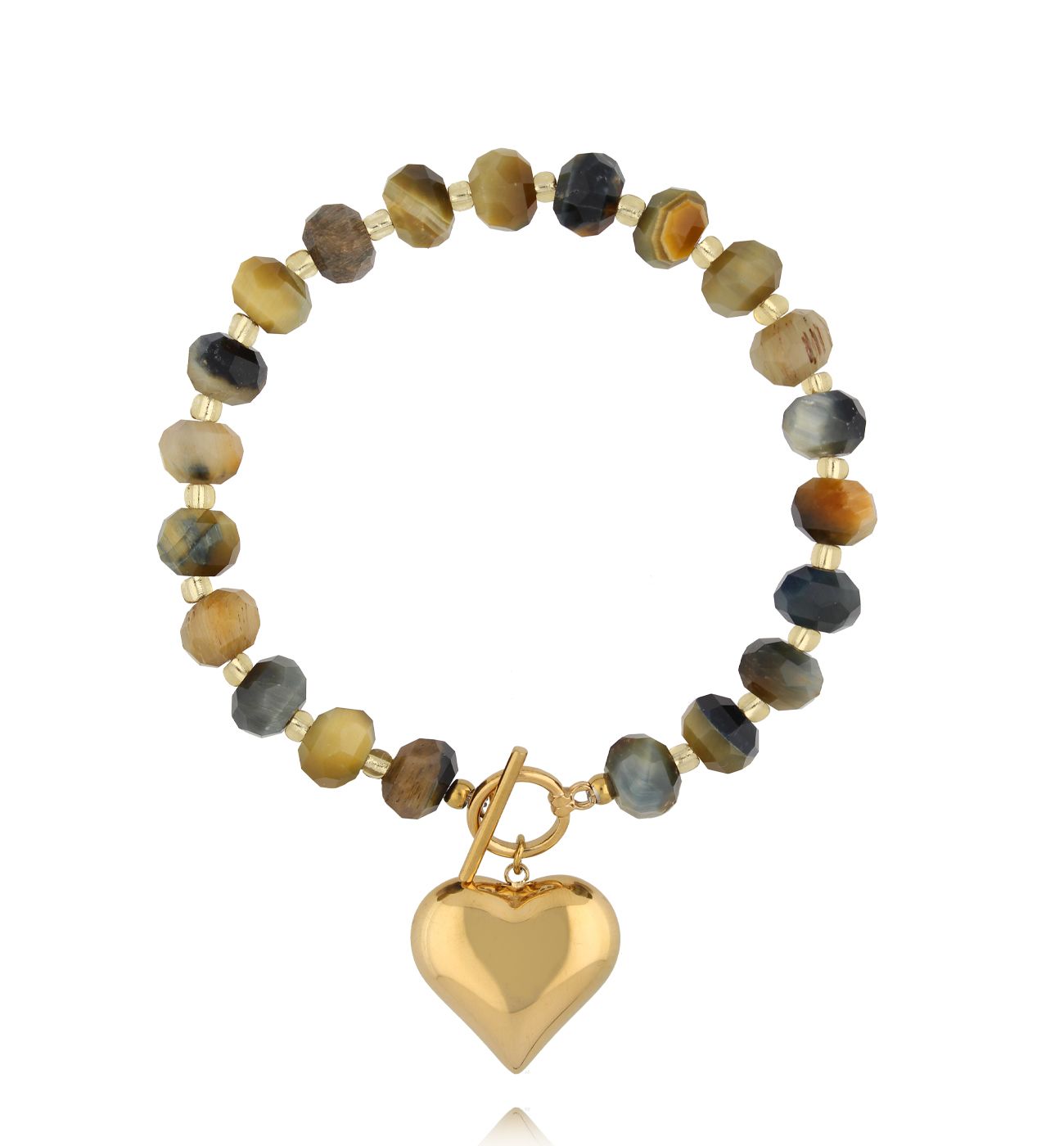 Bransoletka oko tygrysa z sercem - By Dziubeka