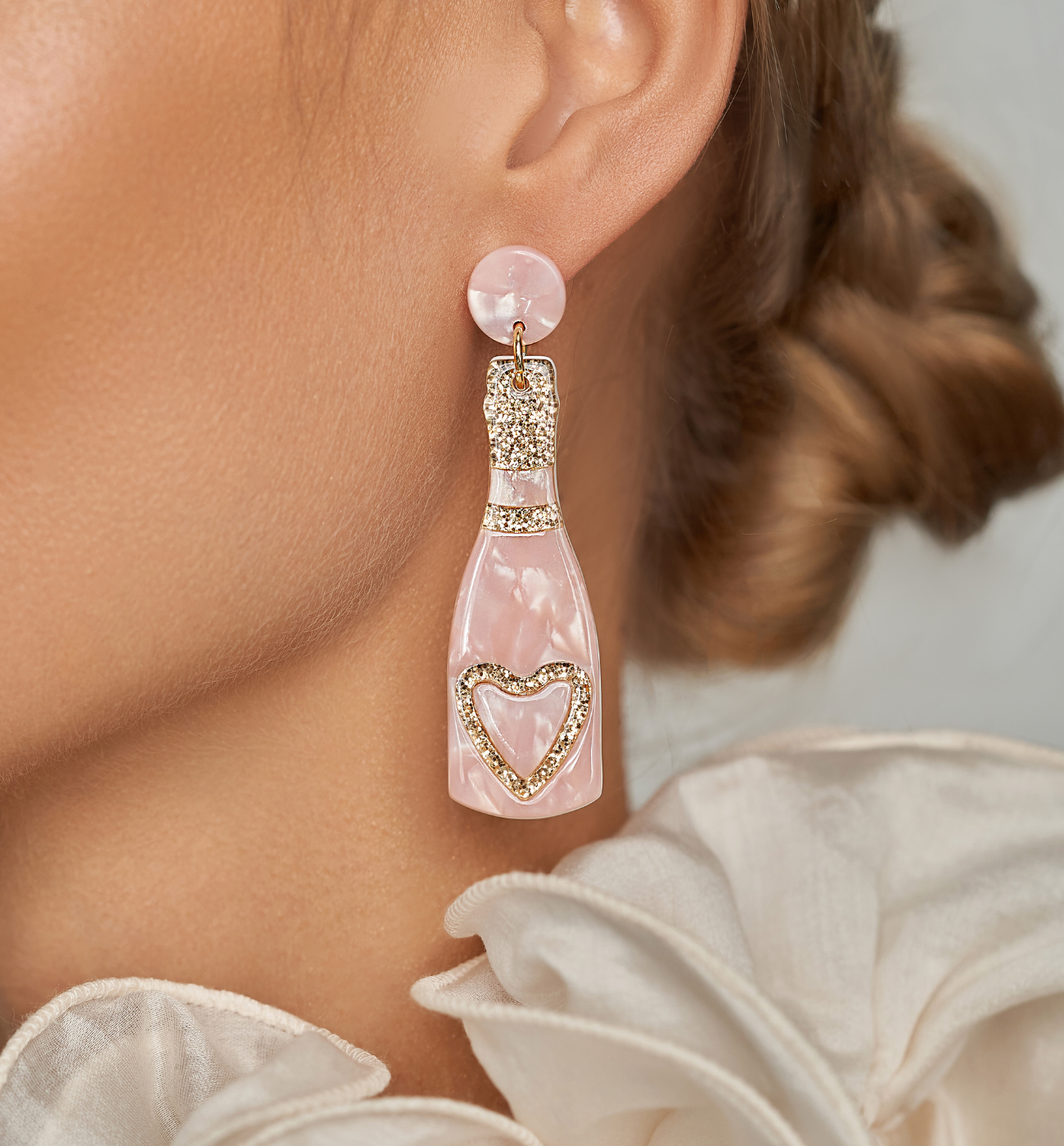 Kolczyki różowe z sercem Glow Gift KZA0237 - By Dziubeka