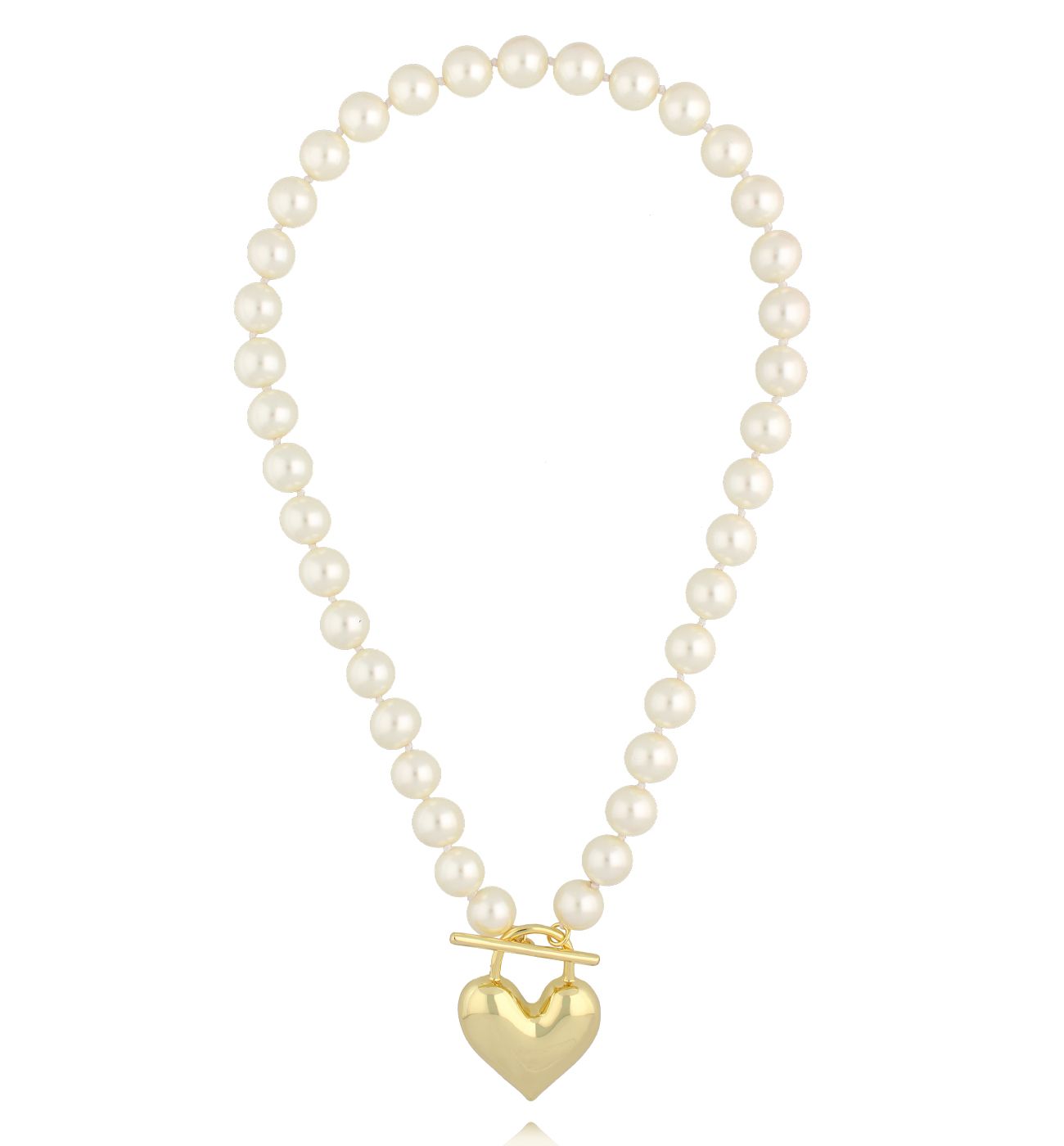 Naszyjnik z perłami i złotym sercem - By Dziubeka