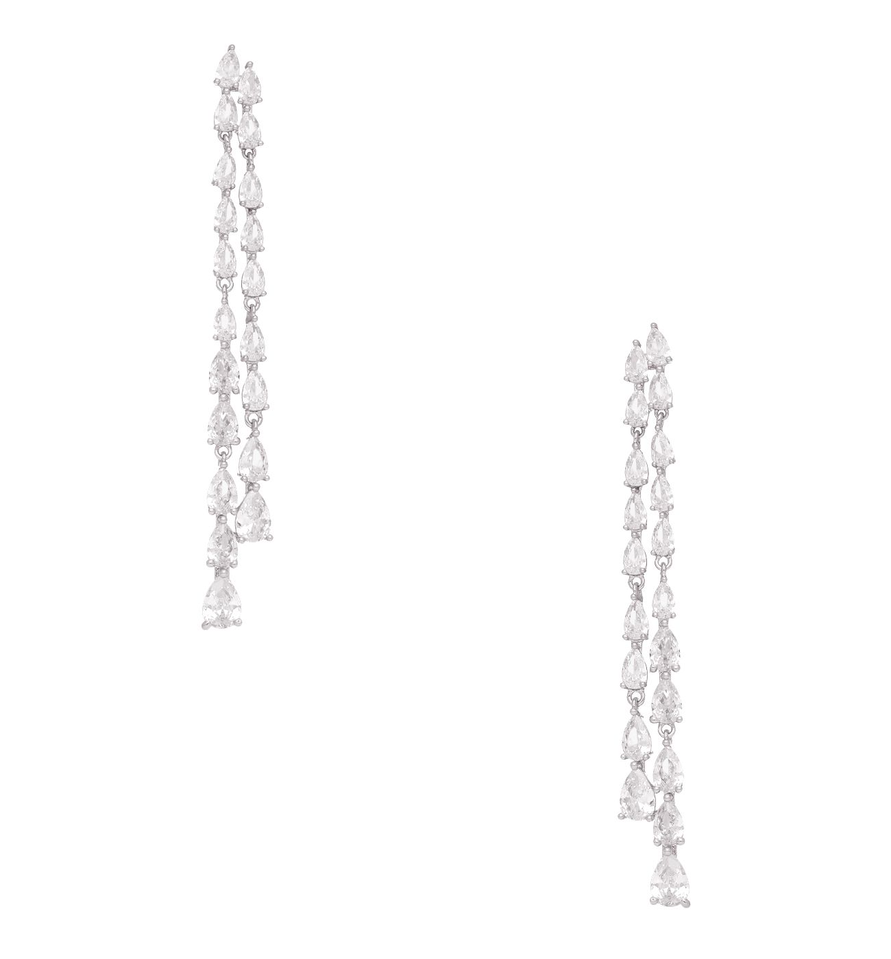 Kolczyki srebrne długie z kryształowymi kroplami - By Dziubeka
