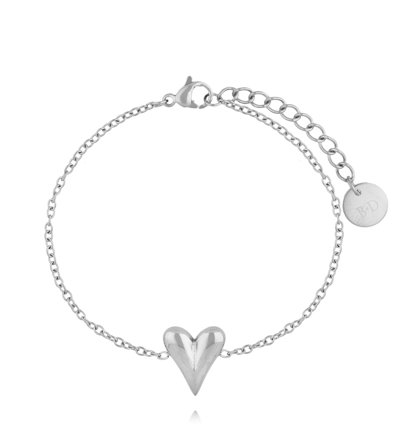 Bransoletka z sercem srebrna - By Dziubeka