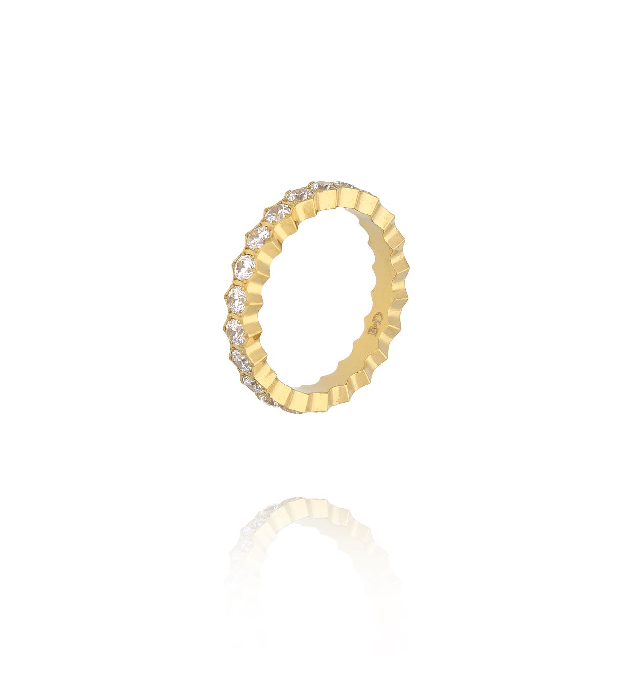 Pierścionek obrączka złota z transparentnymi cyrkoniami PSY0174 - By Dziubeka