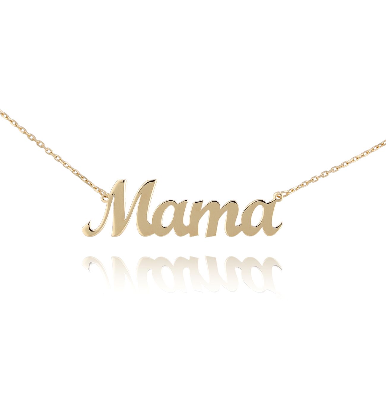 Naszyjnik srebrny pozłacany MAMA - By Dziubeka