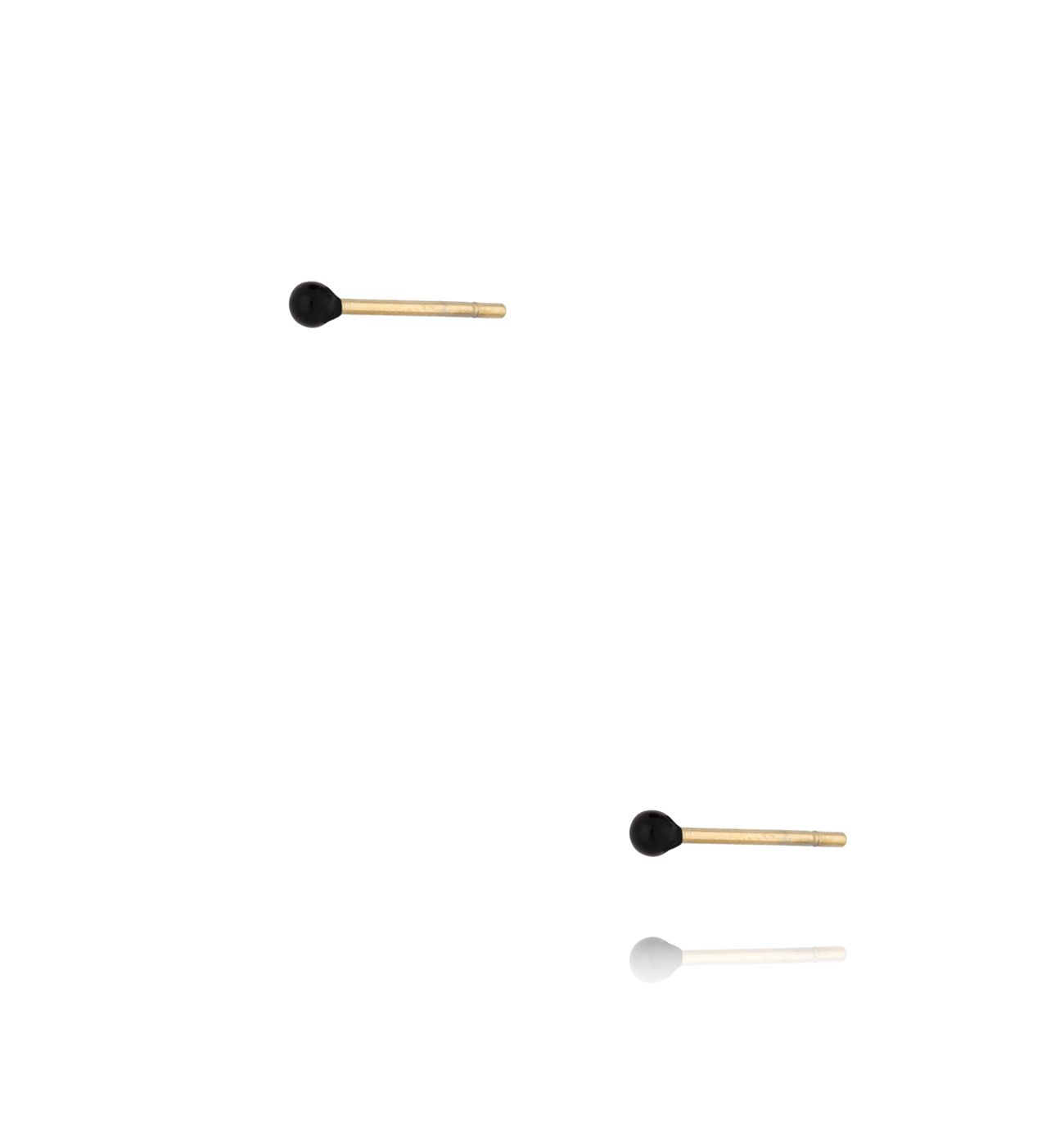 Kolczyki złote kulki z czarną emalią 2 mm Enamel Balls - By Dziubeka