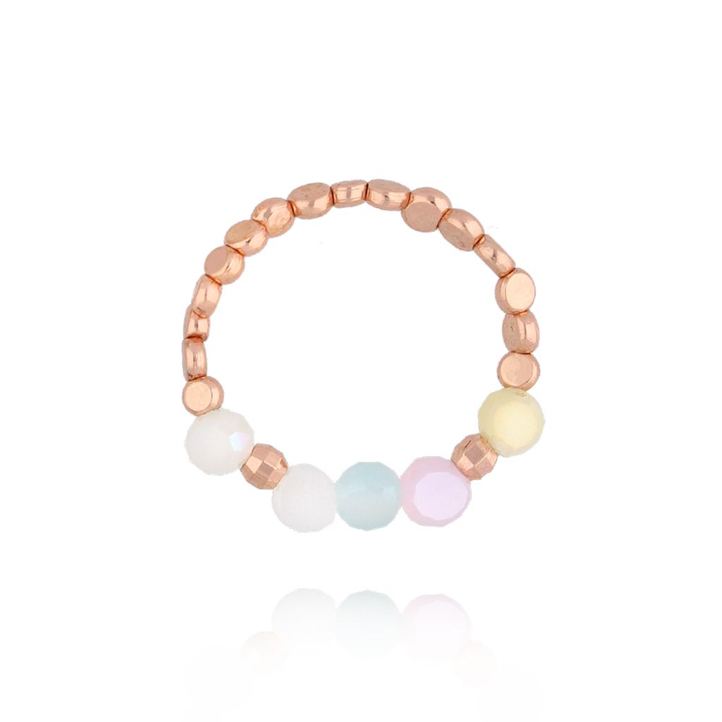 Pierścionek pastelowy z różowym złotem PSC0622 - By Dziubeka