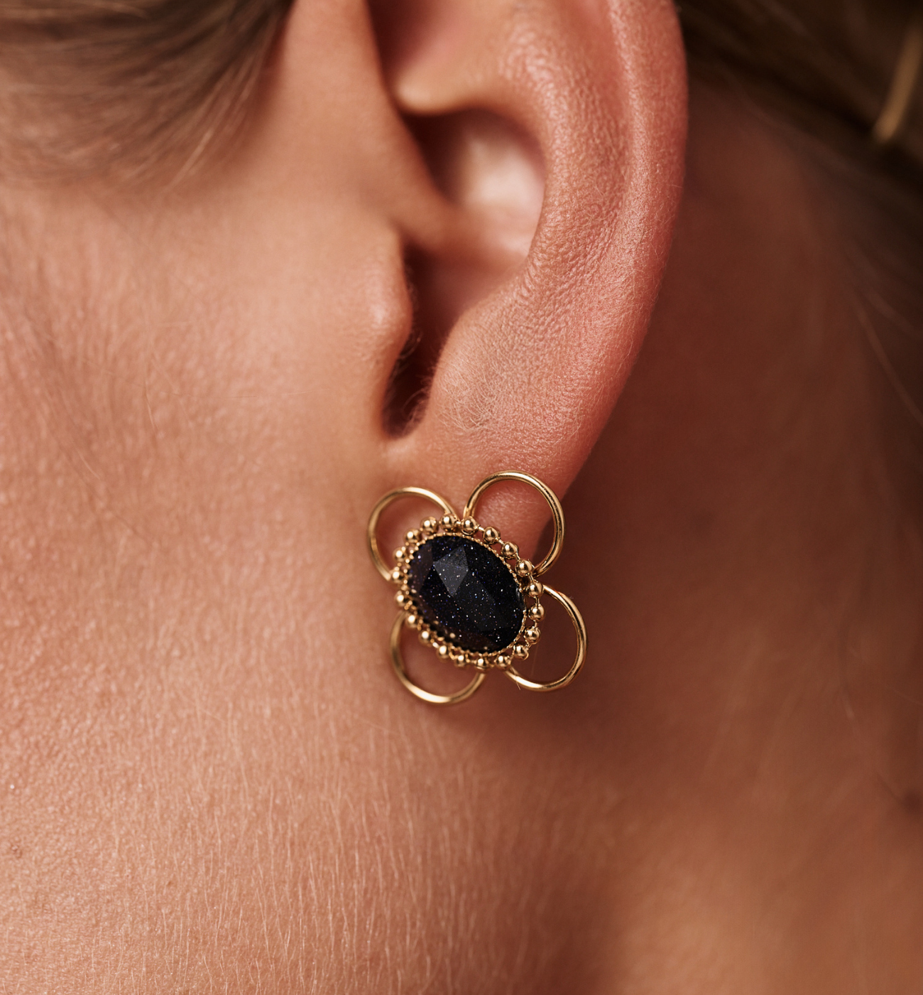 Kolczyki złocone z Nocą Kairu KEA0006 - By Dziubeka