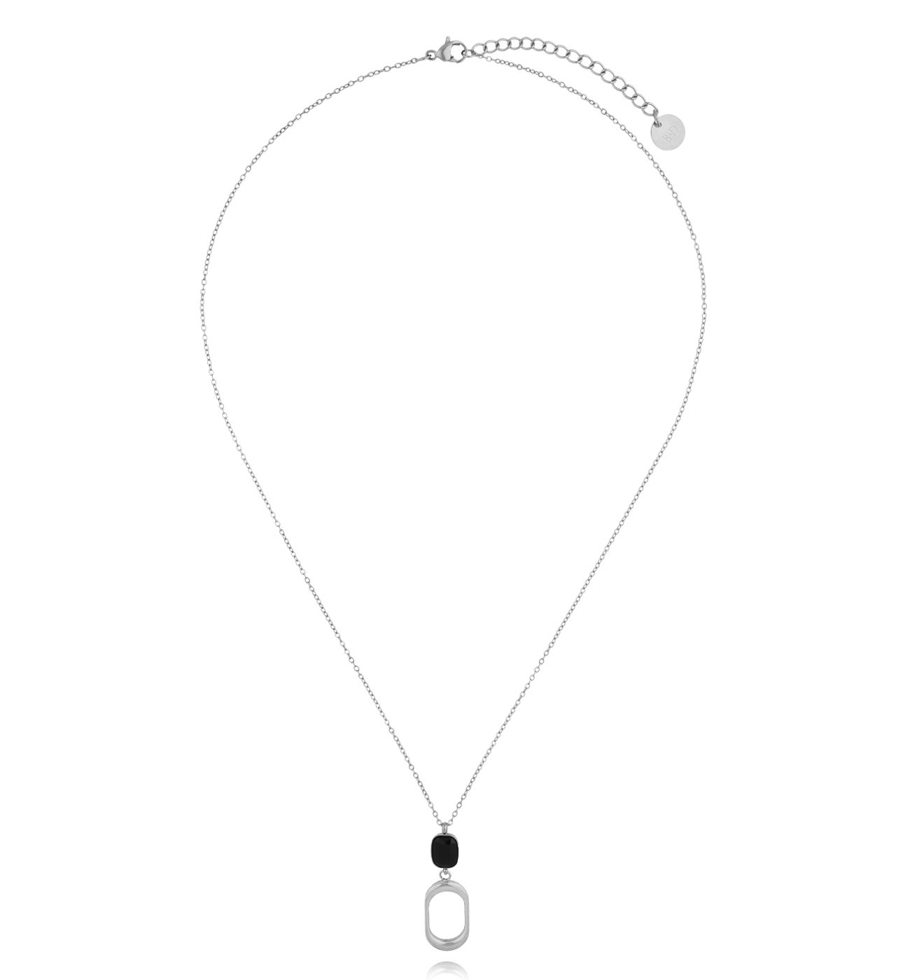 Naszyjnik srebrny z czarną zawieszką Urban Pulse - By Dziubeka