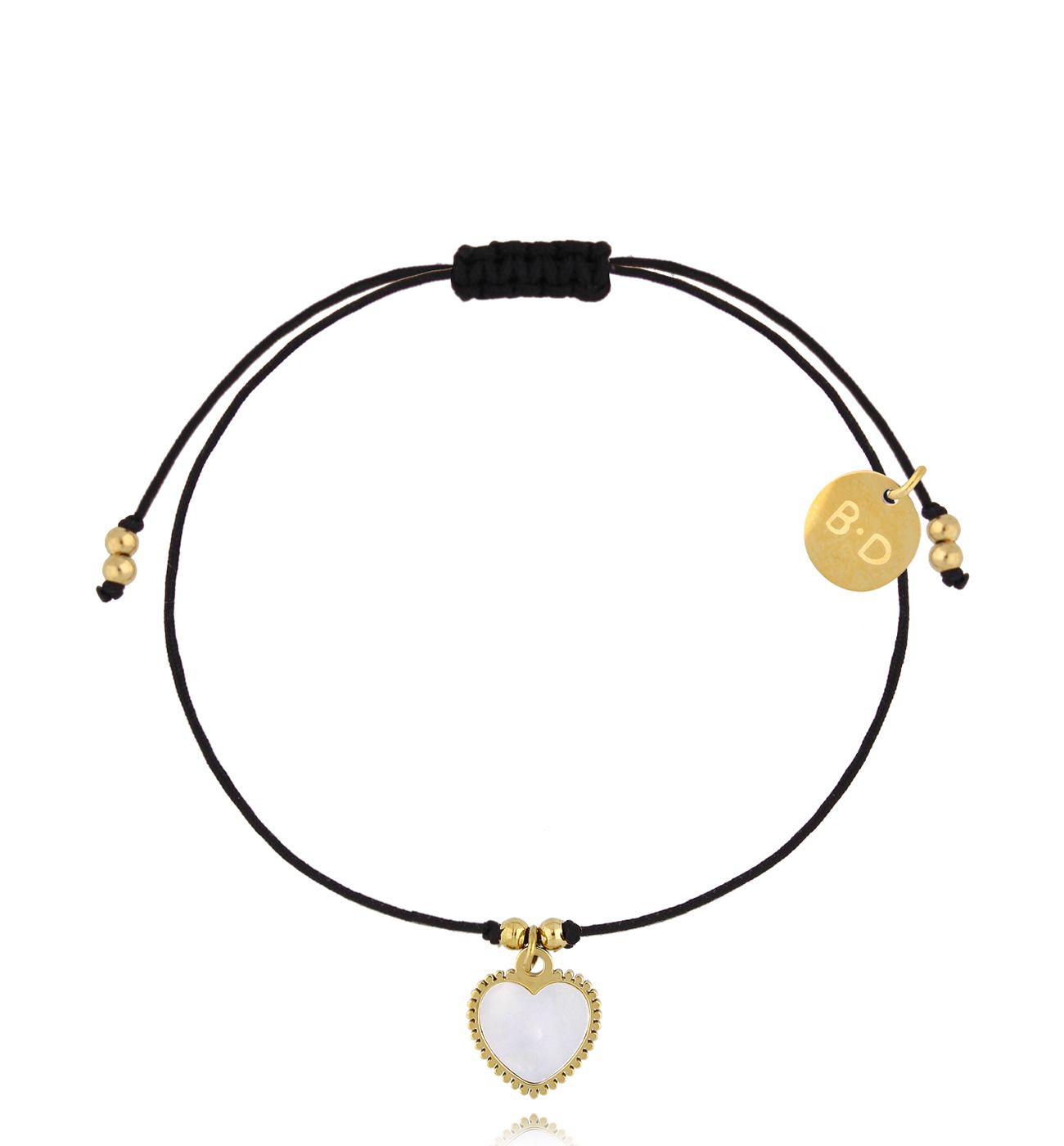 Bransoletka z czarnym sznurkiem i serduszkiem BGL1020 - By Dziubeka