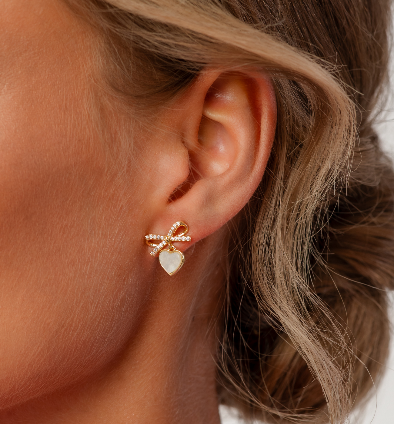 Kolczyki serca z kokardkami - By Dziubeka