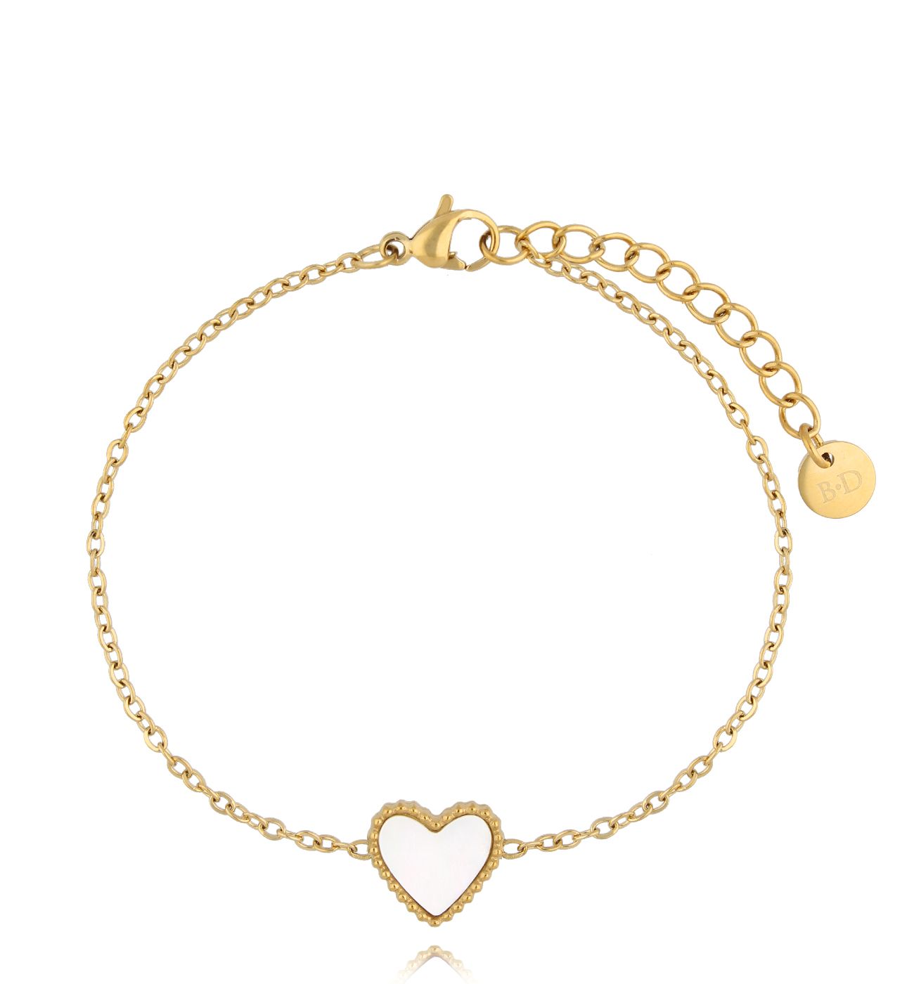 Bransoletka z sercem z masy perłowej złota Eternal Love - By Dziubeka