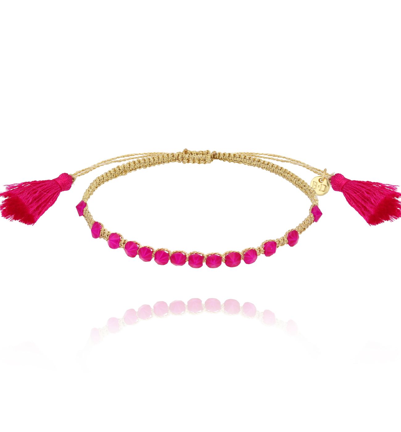Bransoletka fuksjowa z kryształkami Nahia - By Dziubeka