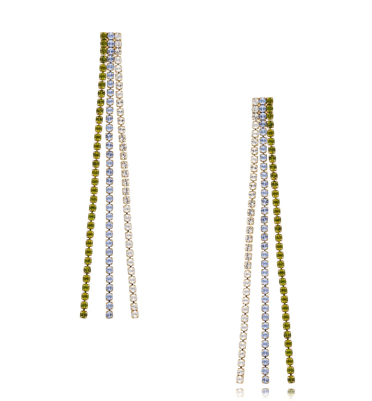 Kolczyki złote z kolorowymi kryształkami Carnival - By Dziubeka