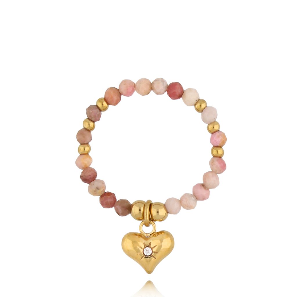 Pierścionek z rodochrozytami i sercem Millville PSC0425 - By Dziubeka