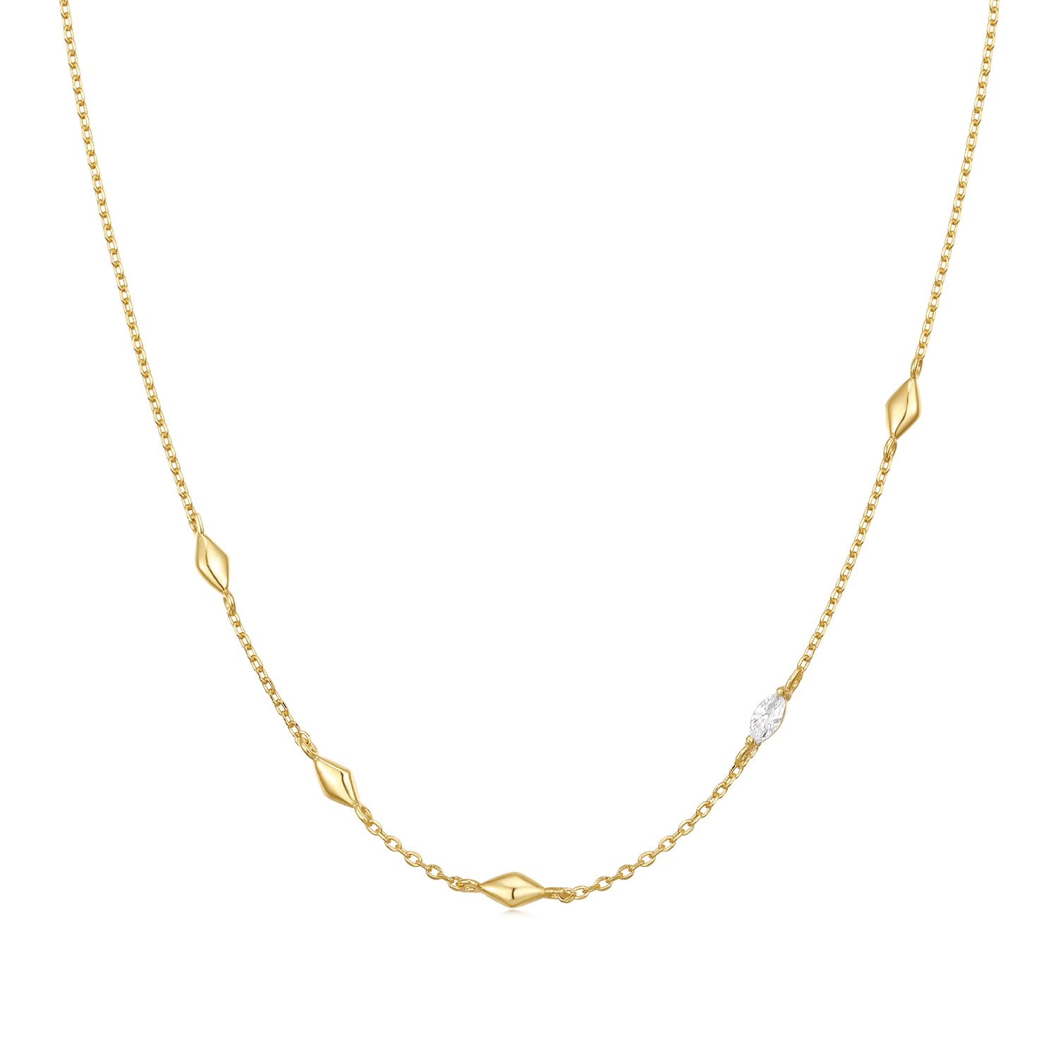 Naszyjnik złoty z rombami z cyrkoniami Angular Allure NFA0048 - By Dziubeka