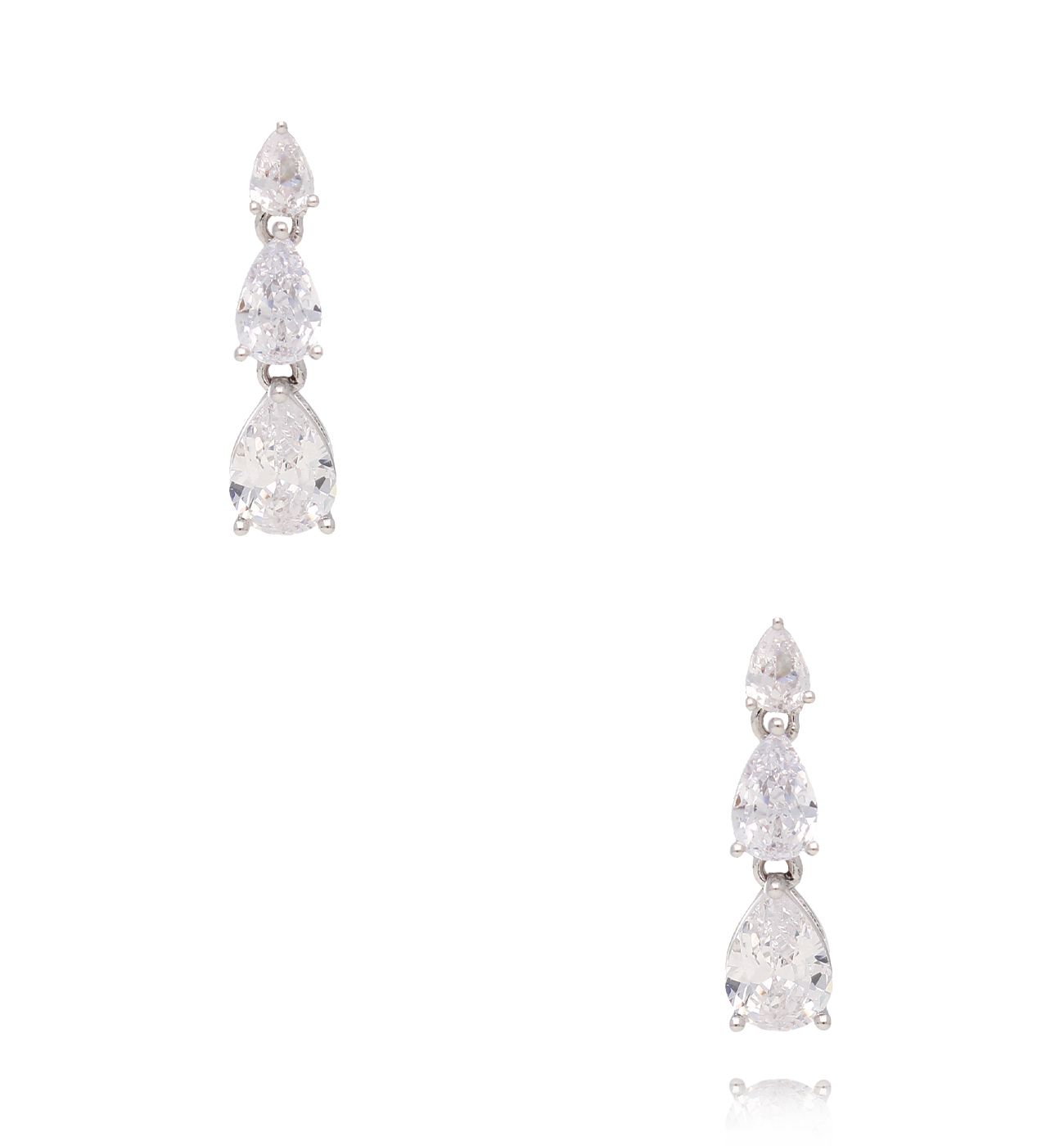 Koczyki z transparentnymi kryształkami srebrne - By Dziubeka