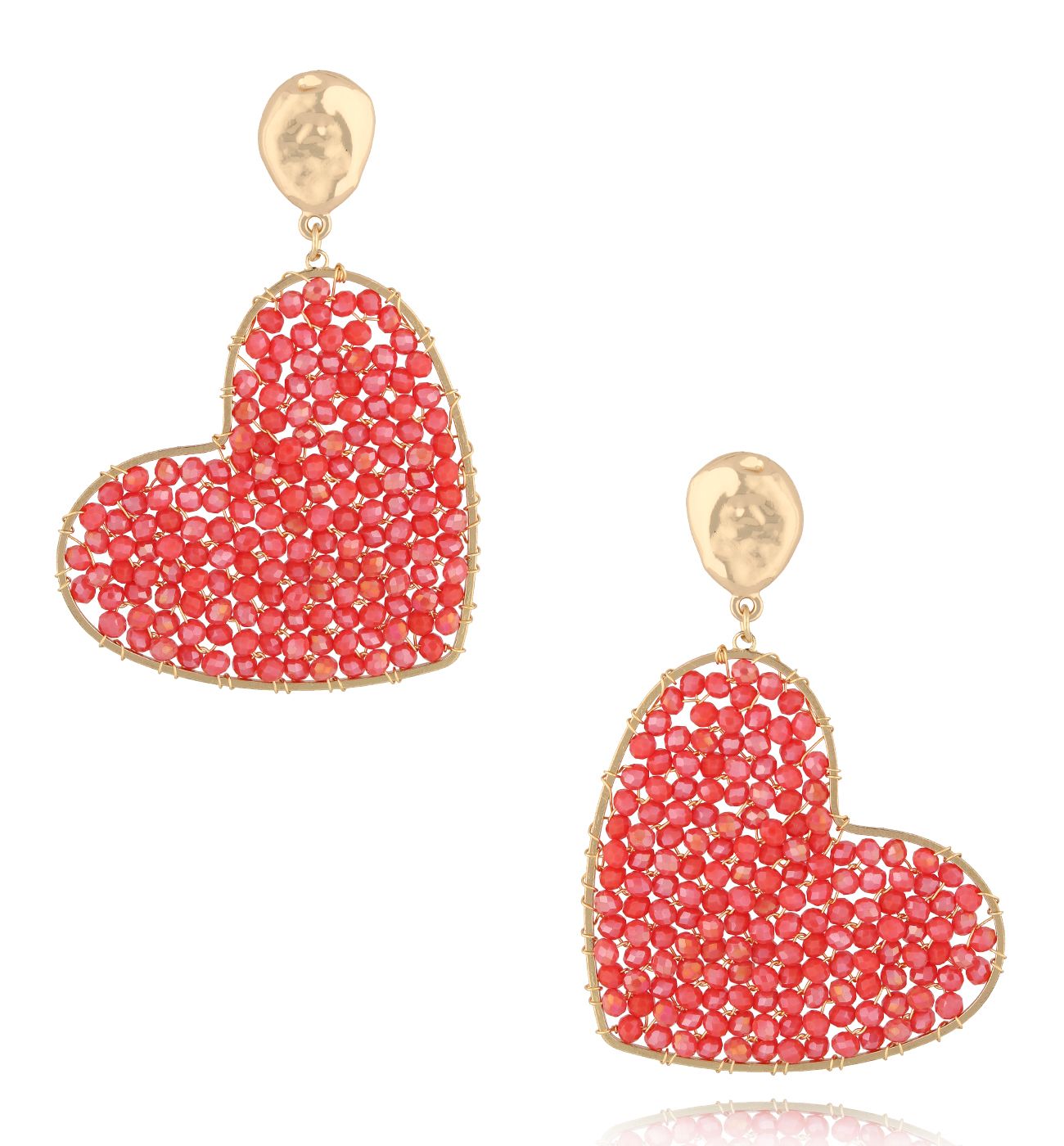 Kolczyki z malinowymi sercami Coeur Coloré KWE0066 - By Dziubeka